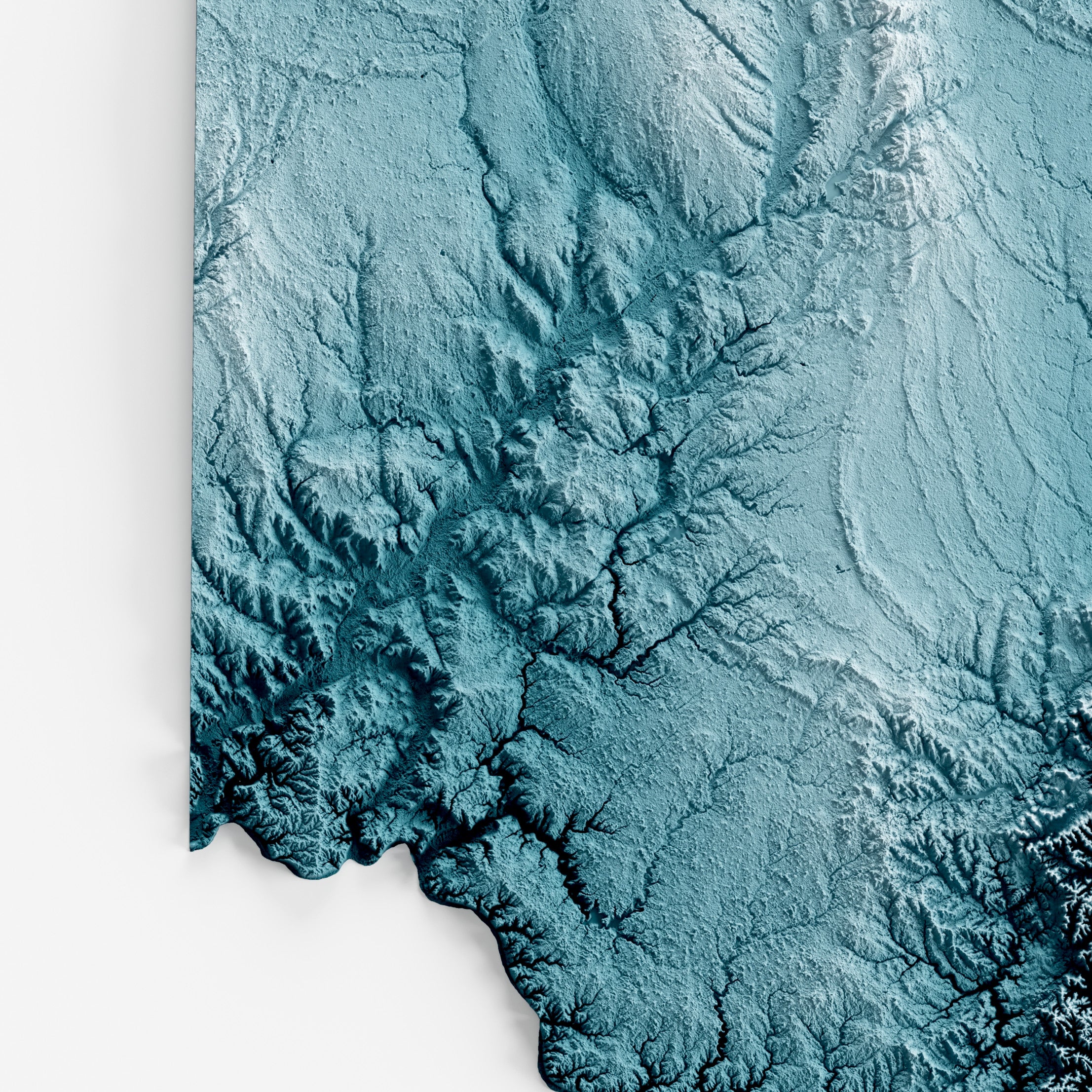 Close-up of minimalist topographic map poster of the US State of Ohio