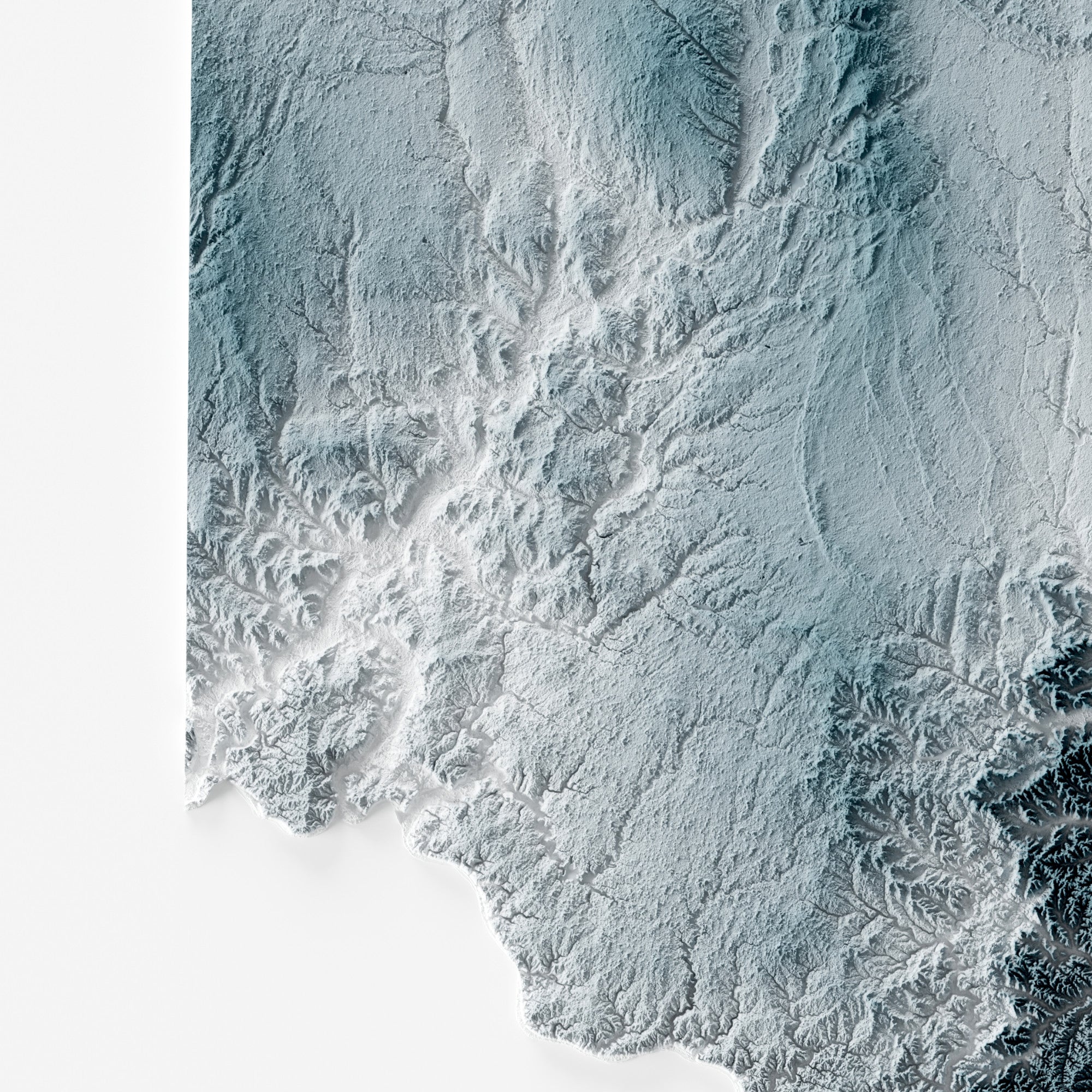 Close-up of minimalist topographic map poster of the US State of Ohio