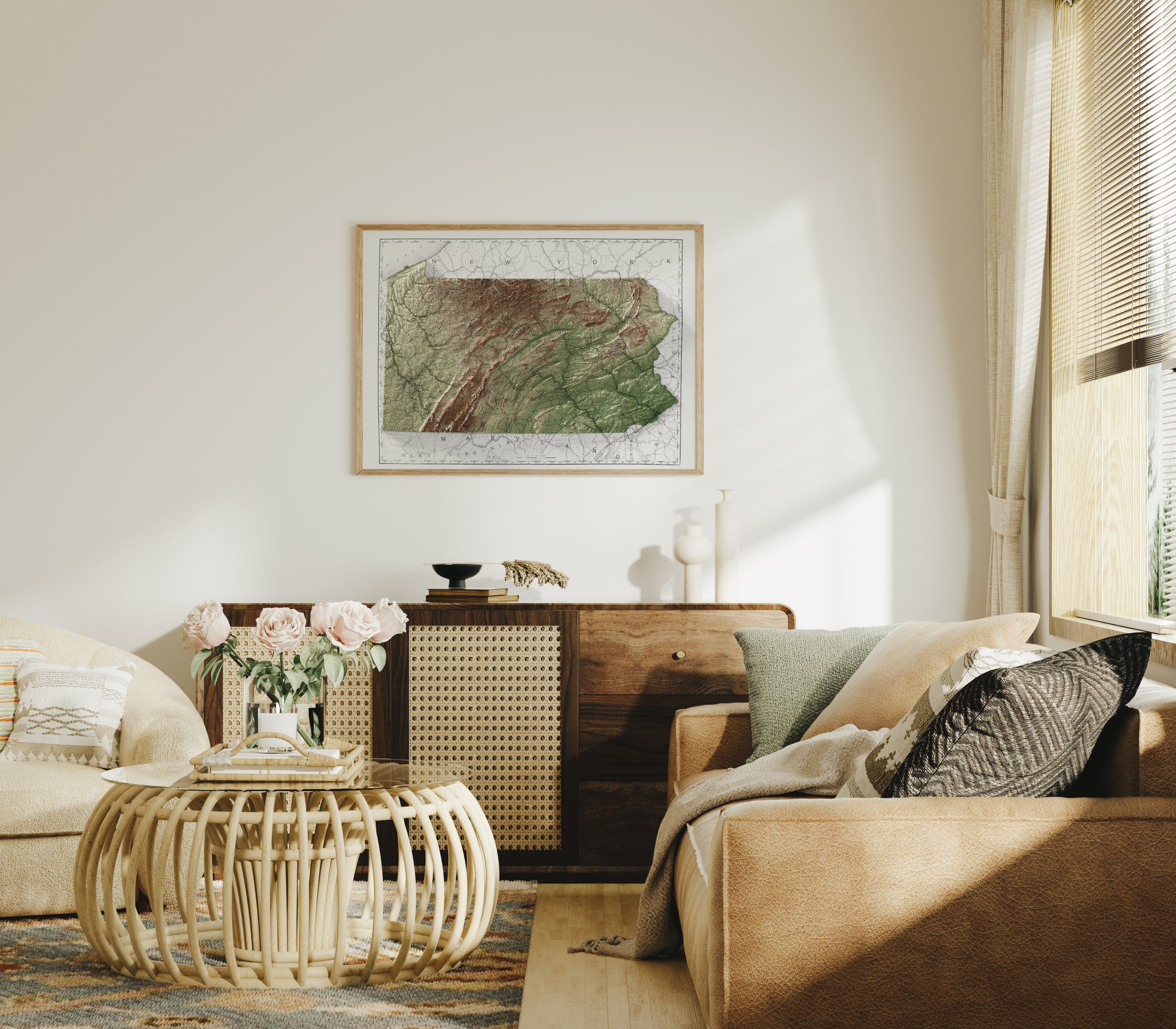 Pennsylvania Vintage Map Print – 1889 Relief Edition