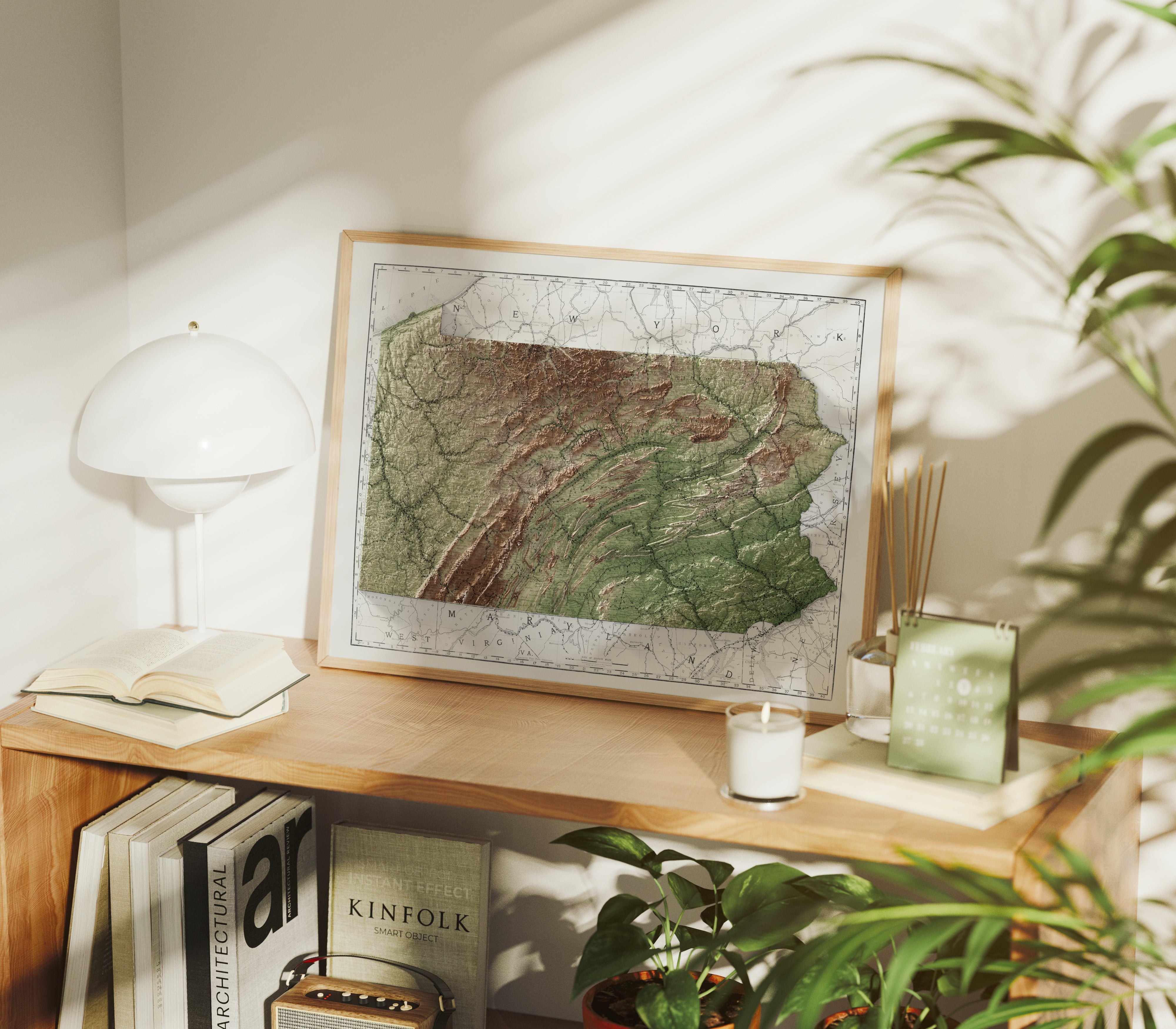 Pennsylvania Vintage Map Print – 1889 Relief Edition