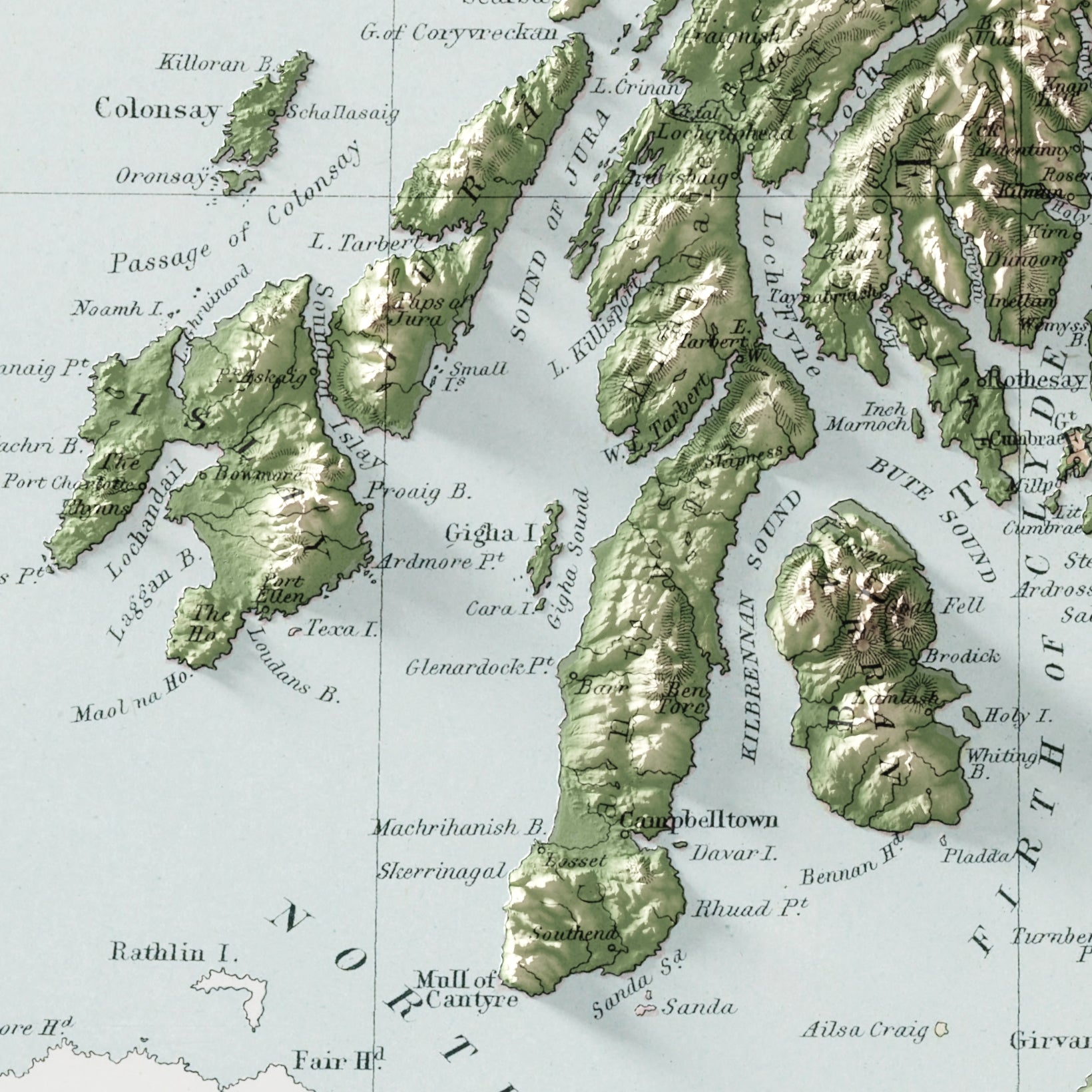 Scotland Vintage Map Print – 1871 Relief Edition