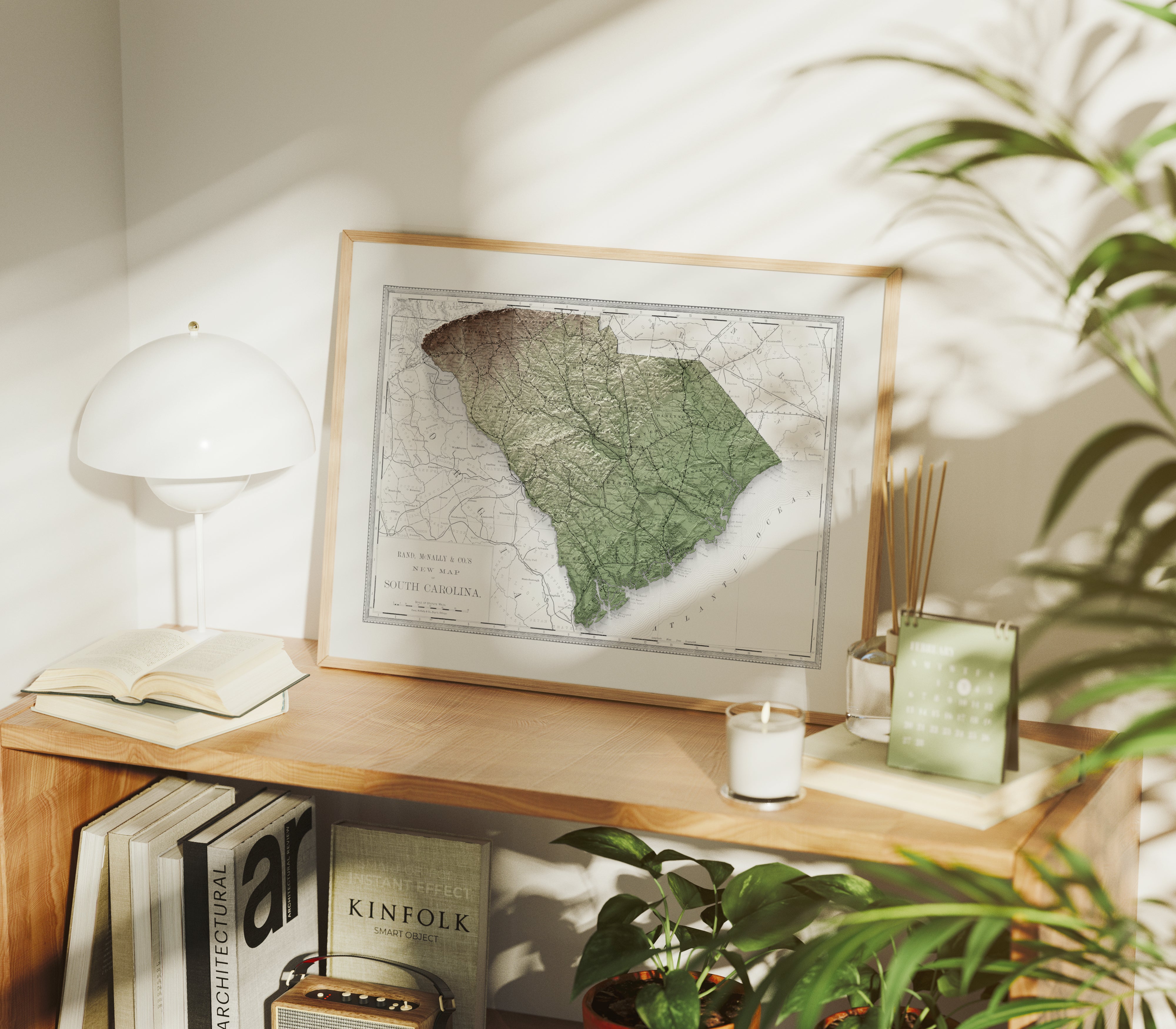 South Carolina Vintage Map Print – 1889 Relief Edition