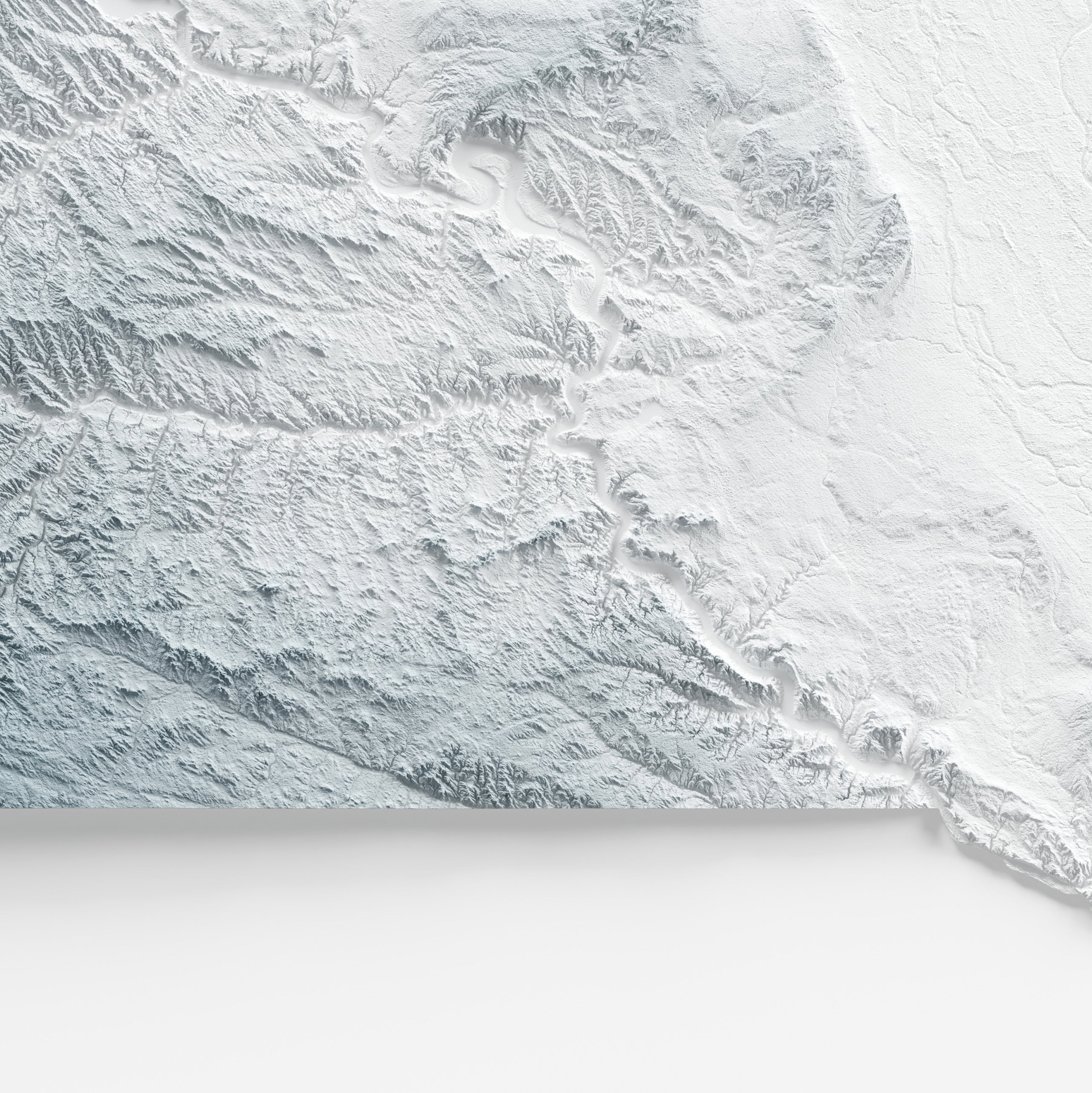 Close-up of minimalist topographic map poster of the US State of South Dakota