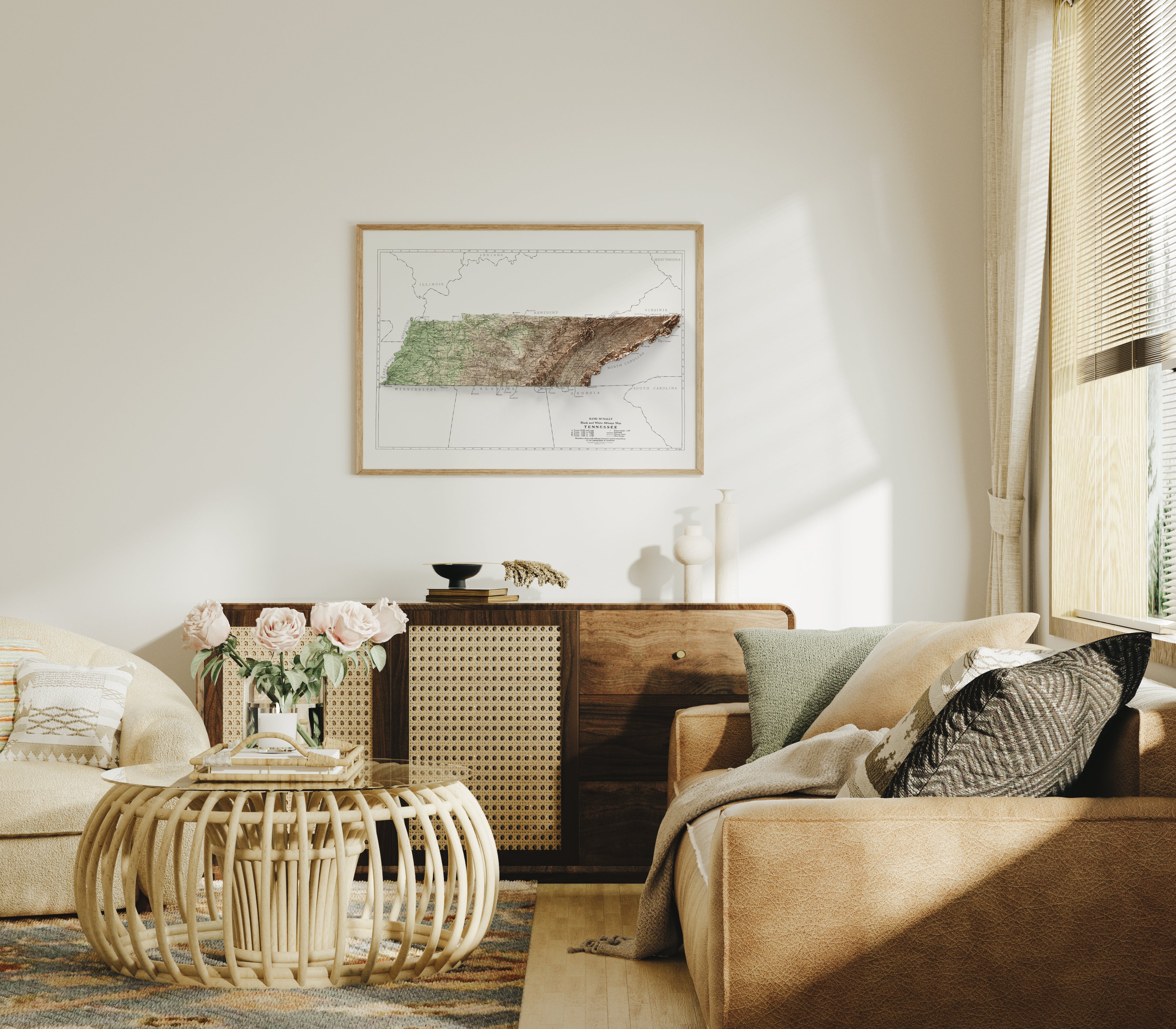 Tennessee Vintage Map Print – 1924 Relief Edition