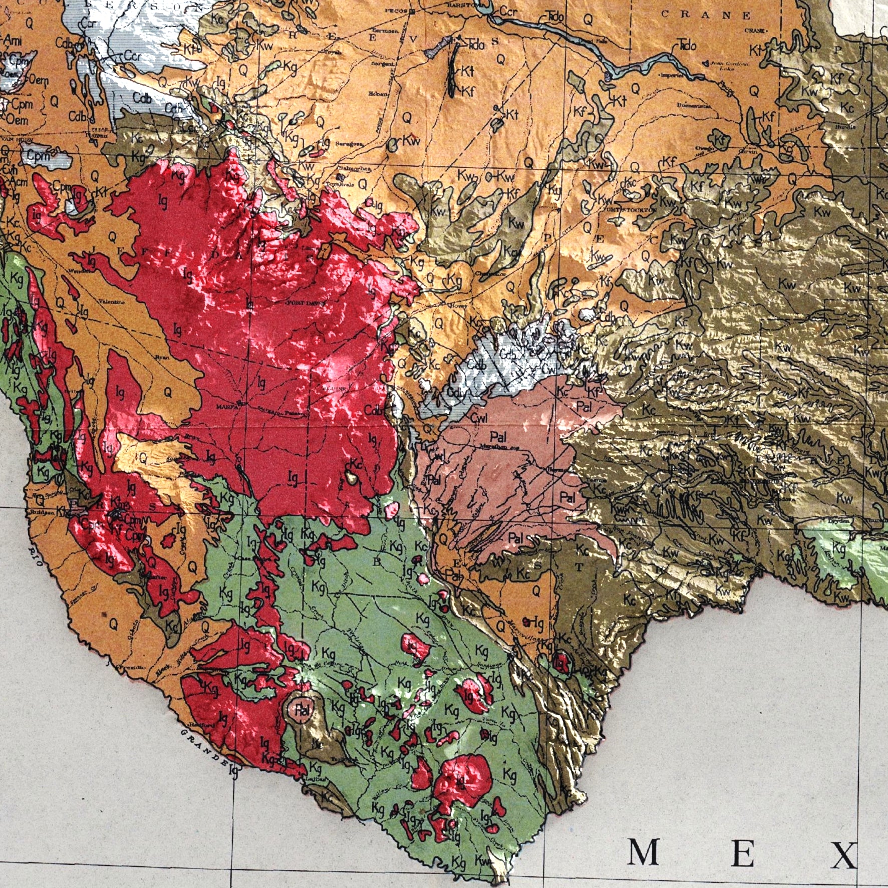 Texas Geological Map Print – 1933 Vintage Edition
