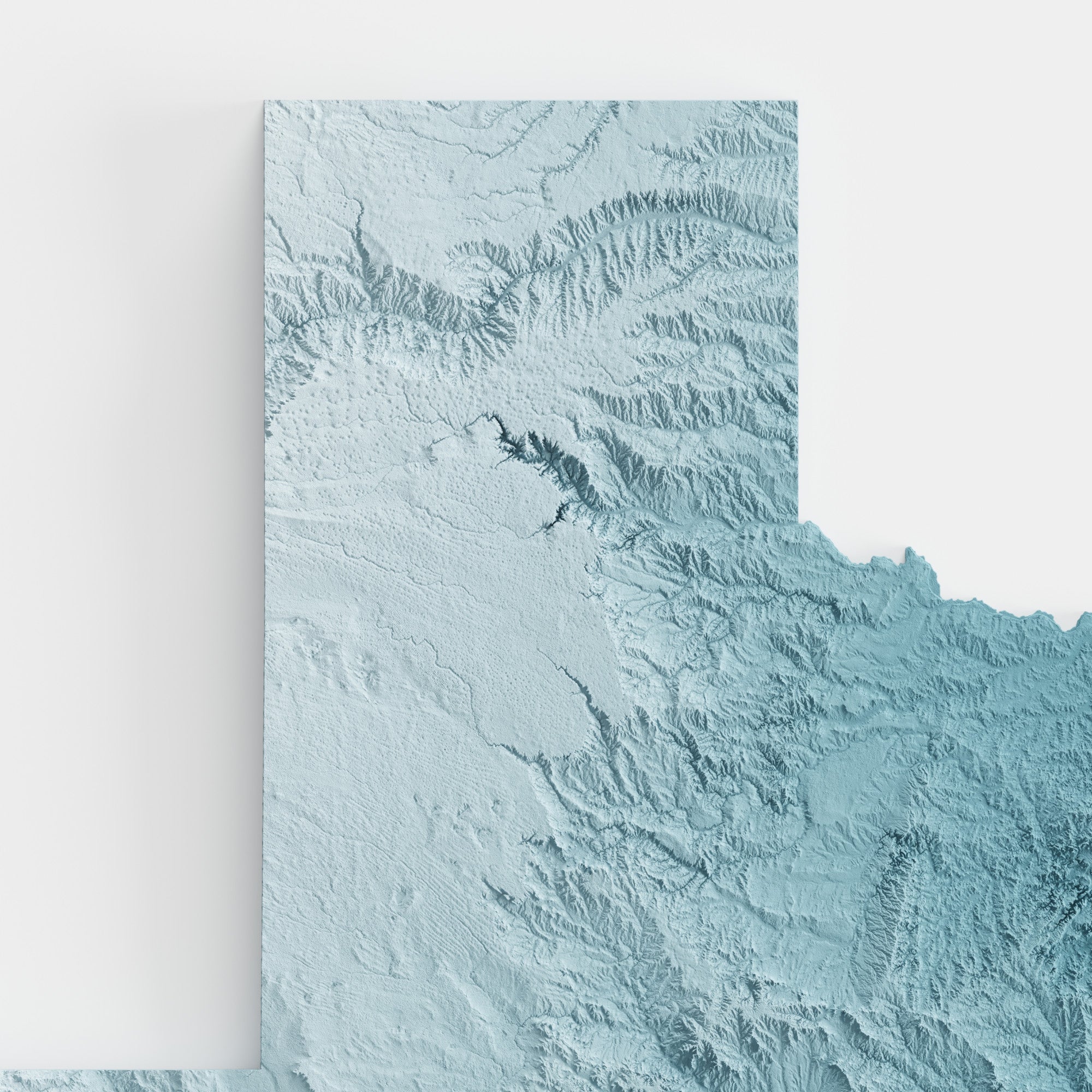 Close-up of minimalist topographic map poster of the US State of Texas