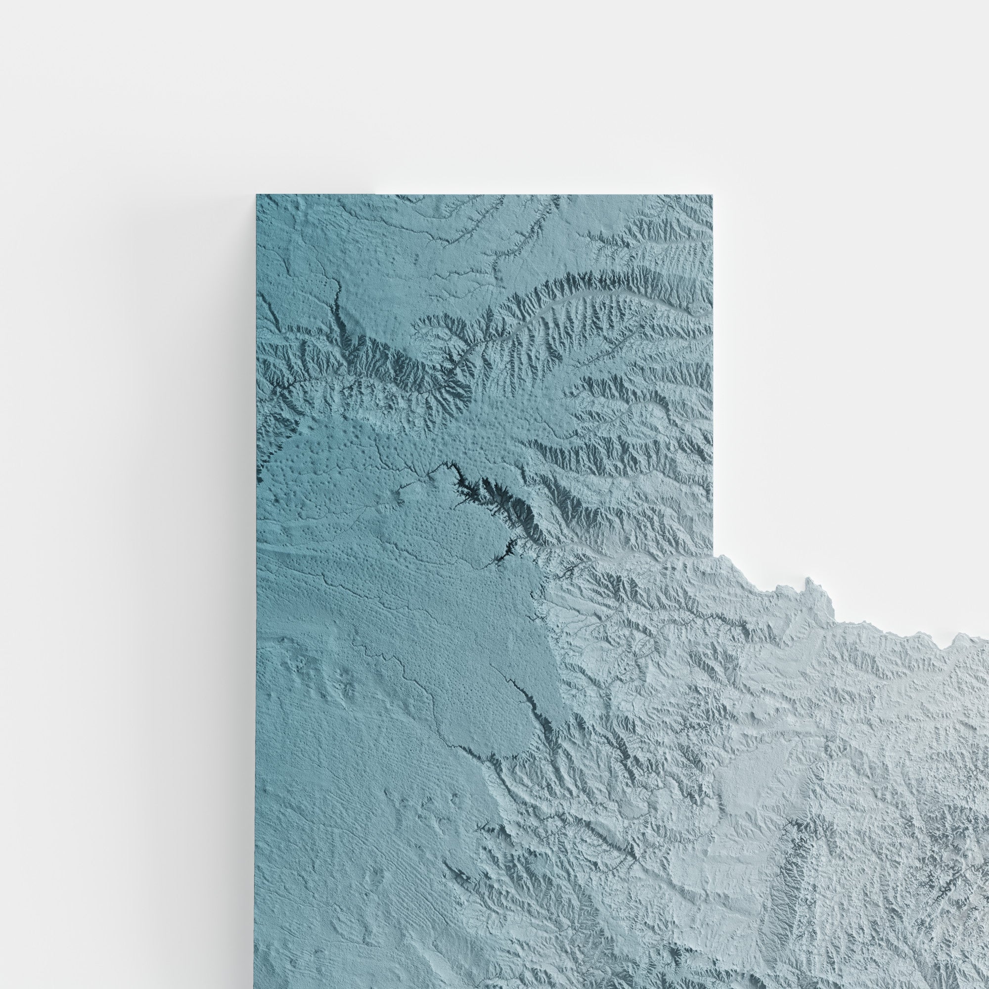 Close-up of minimalist topographic map poster of the US State of Texas