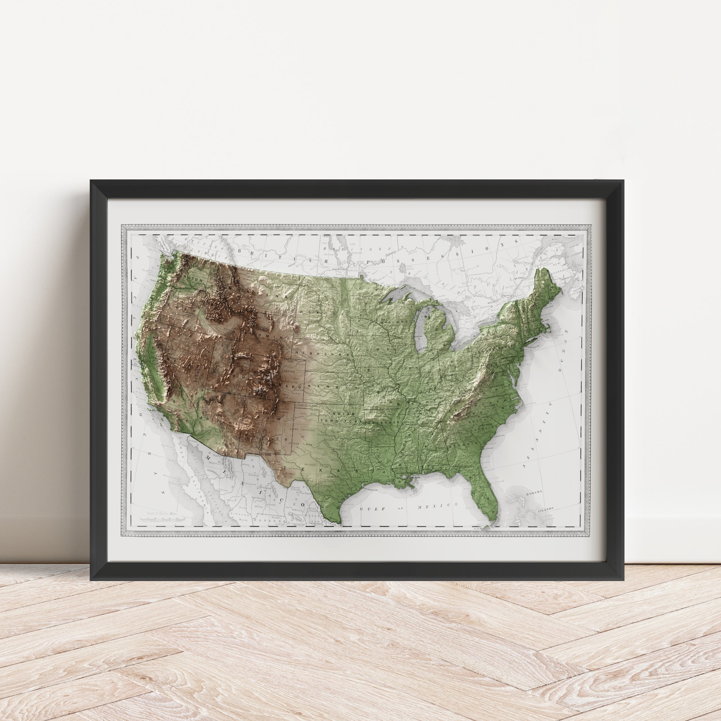 United States Map Print – 1889 Vintage Edition