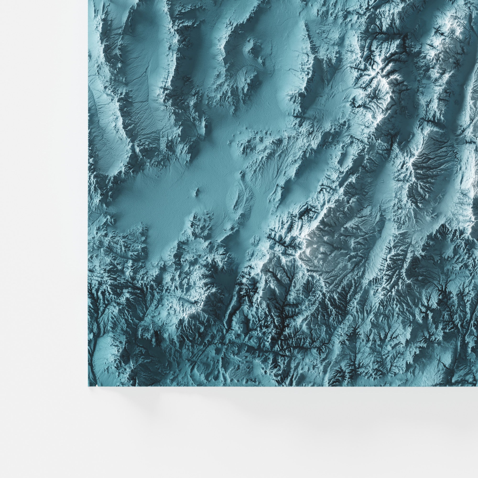 Close-up of minimalist topographic map poster of the US State of Utah