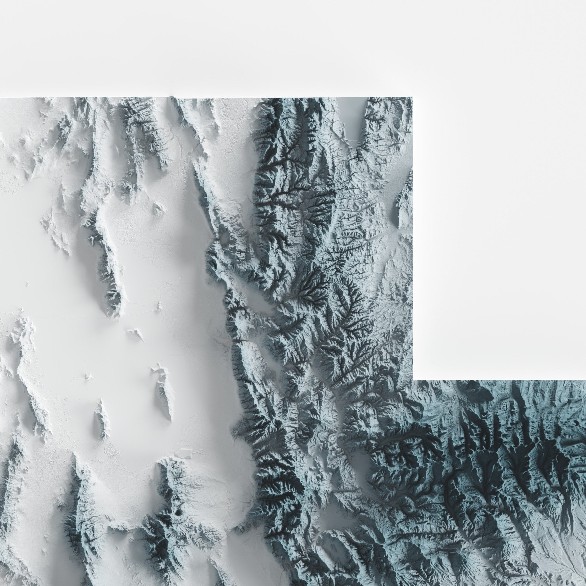 Close-up of minimalist topographic map poster of the US State of Utah