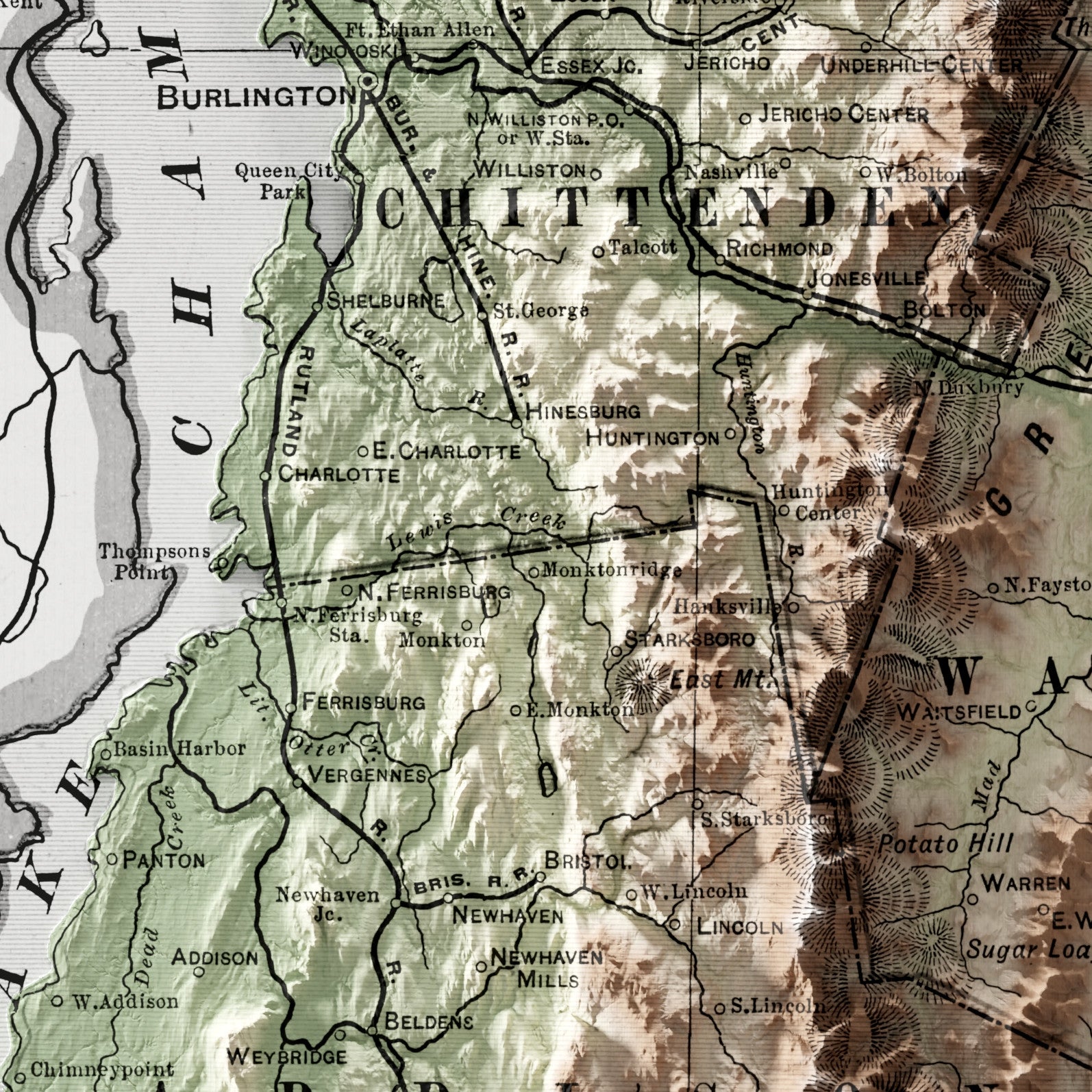 Vermont Vintage Map Print – 1901 Relief Edition