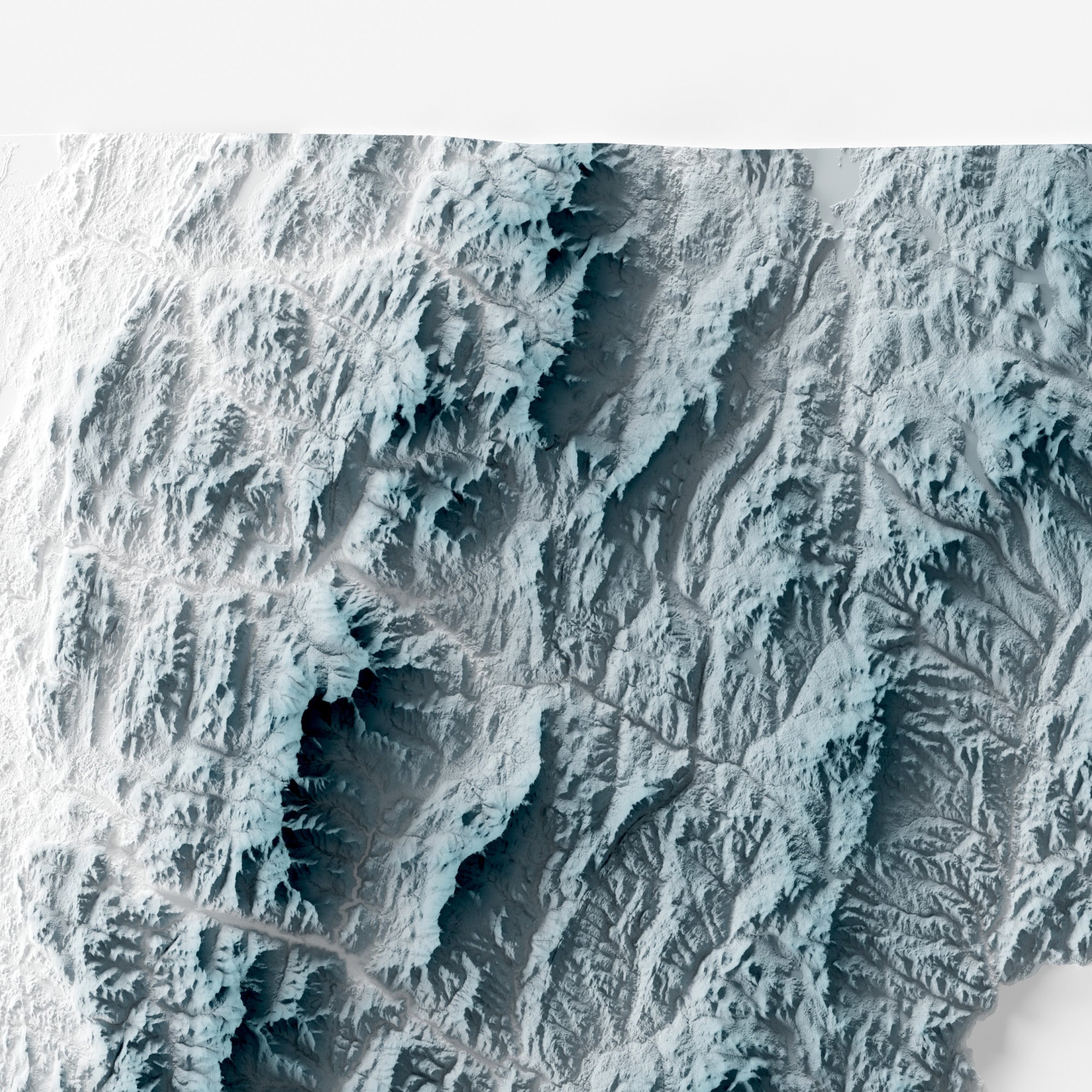 Close-up of minimalist topographic map poster of the US State of Vermont