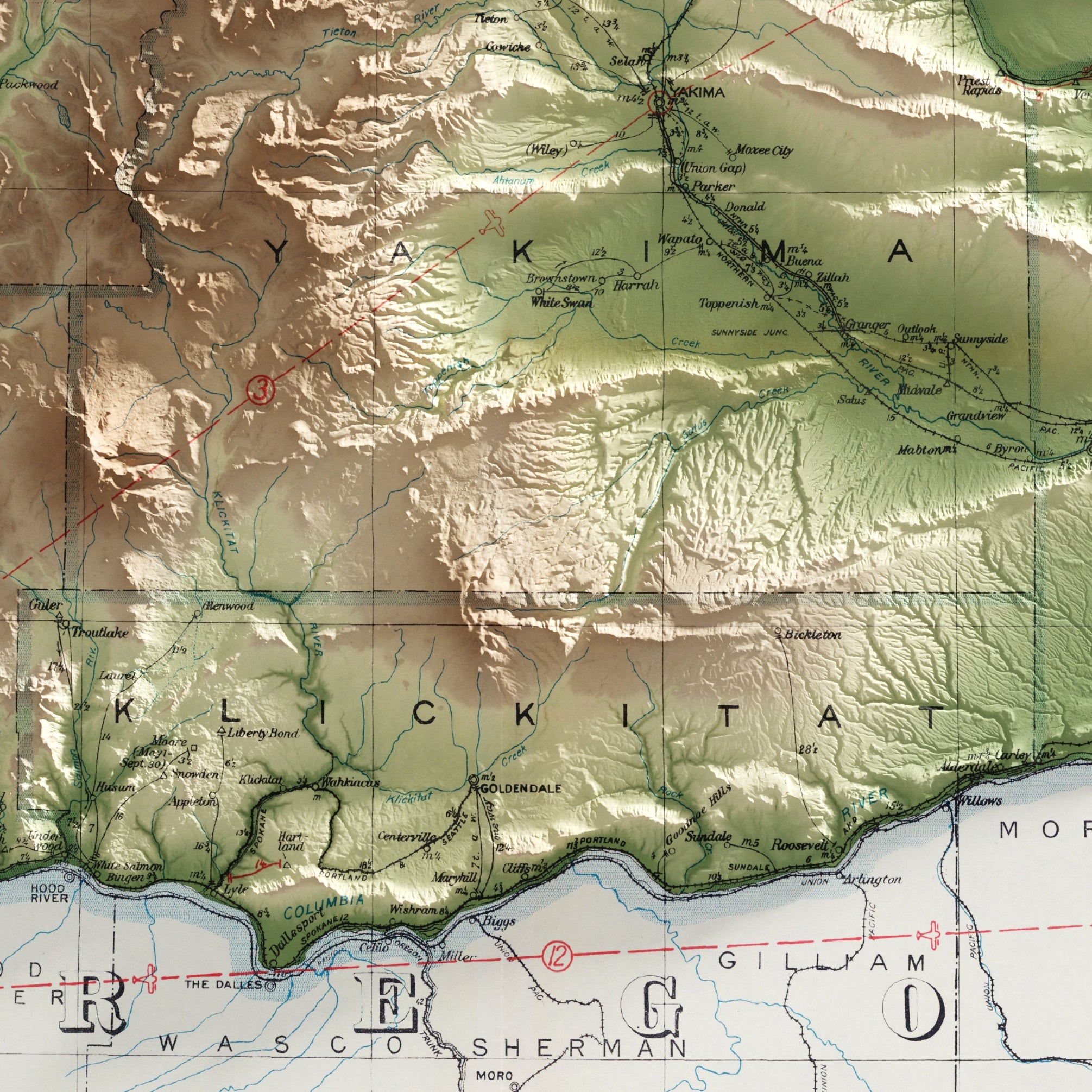 Washington Map Print - 1940 Vintage Design