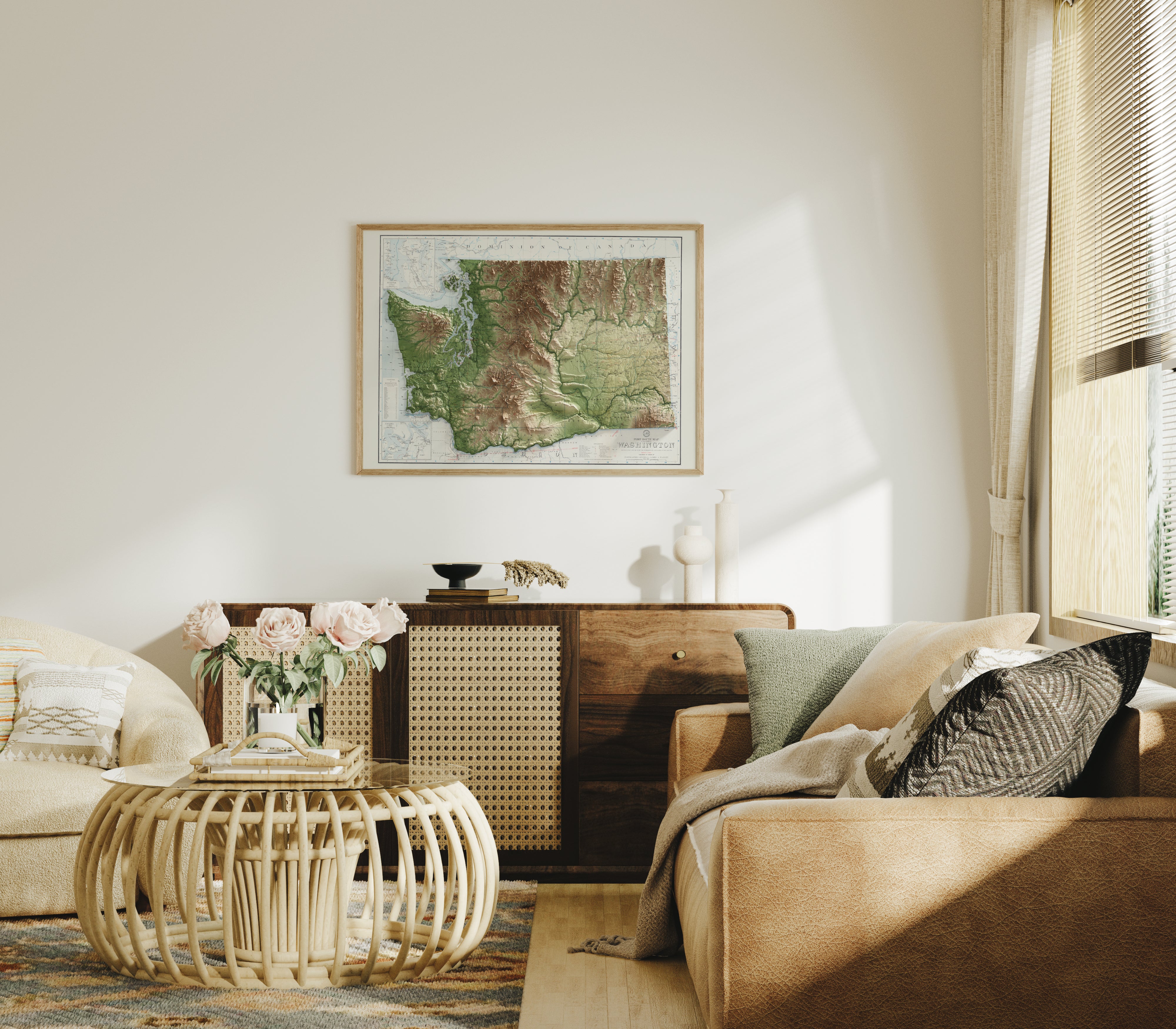 Washington Map Print - 1940 Vintage Design