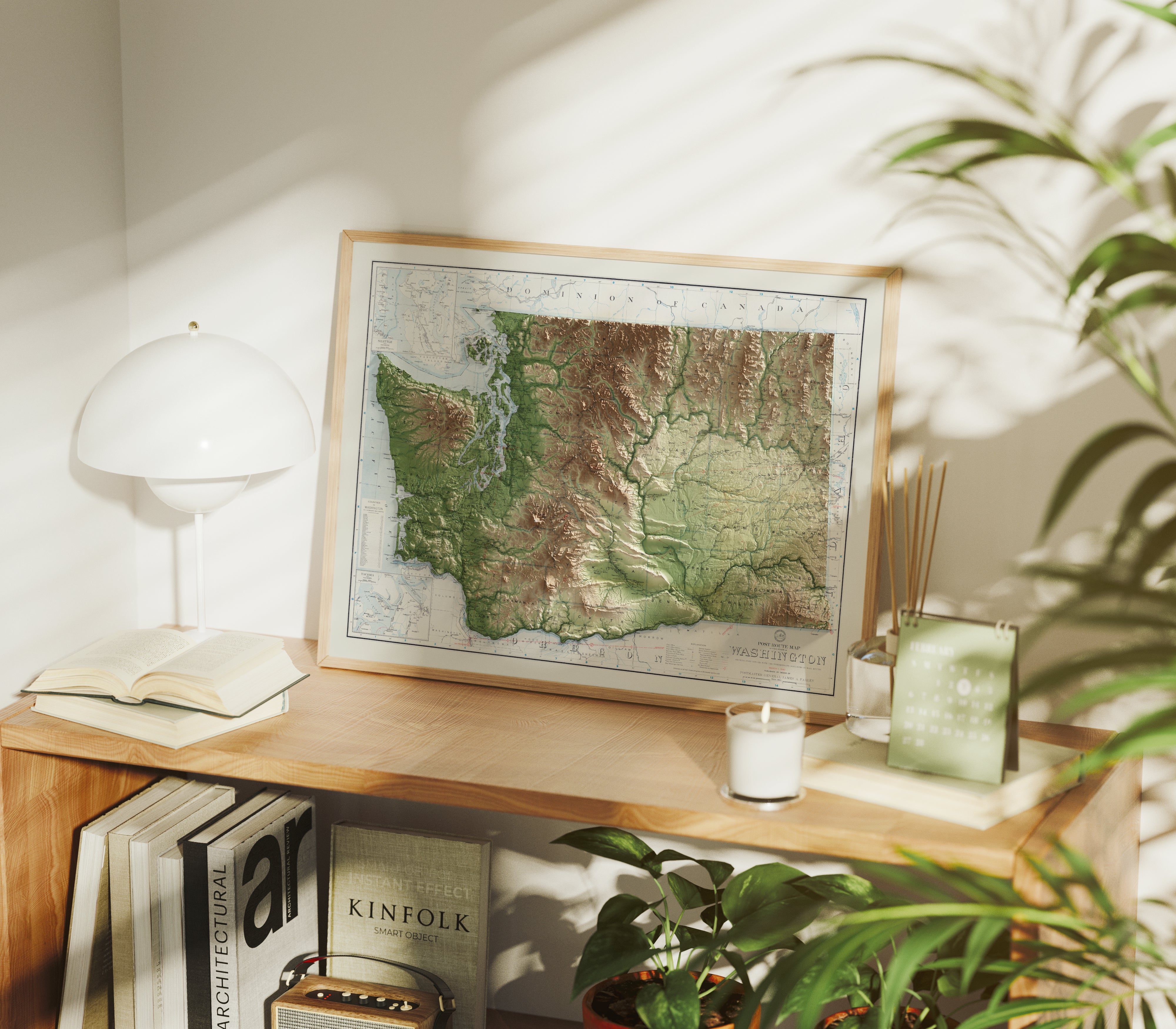 Washington Map Print - 1940 Vintage Design