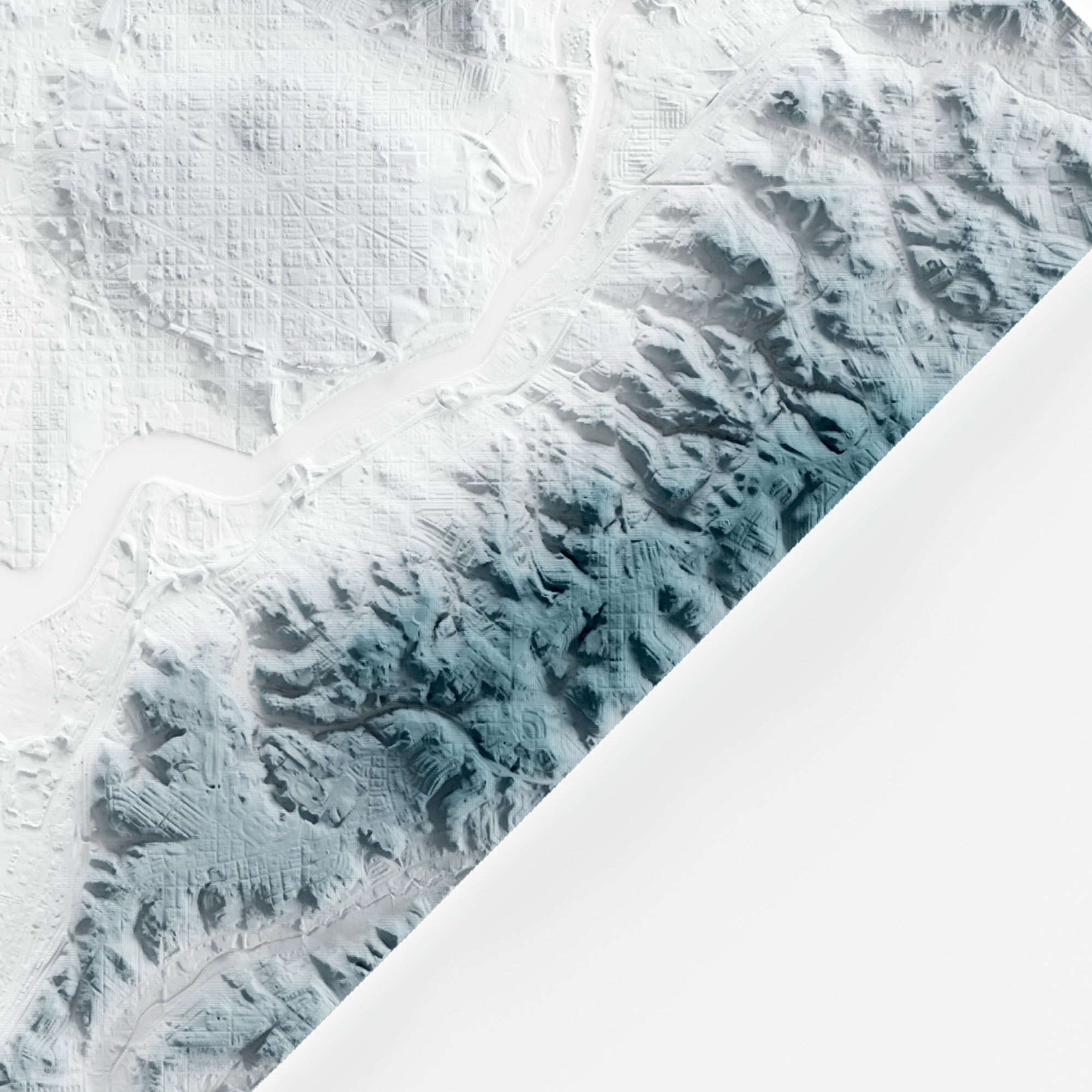 Close-up of minimalist topographic map poster of Washington DC