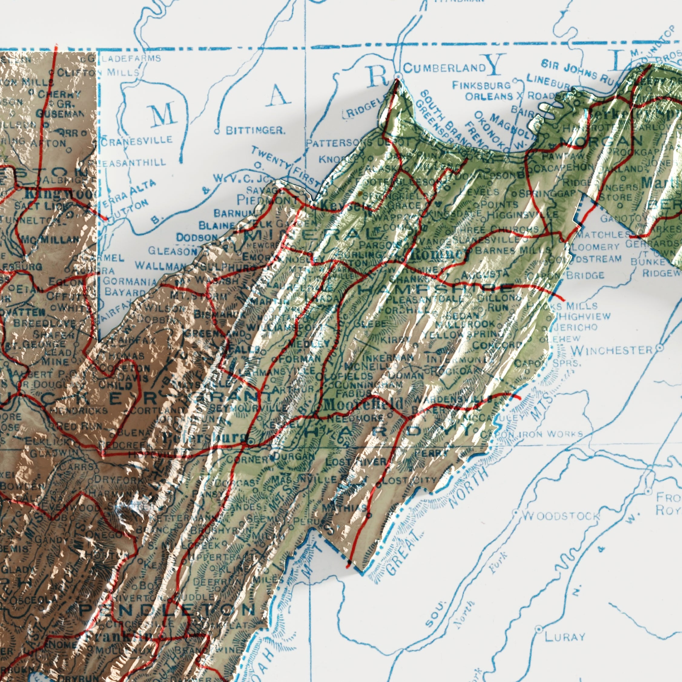West Virginia Map Print – 1920 Vintage Edition
