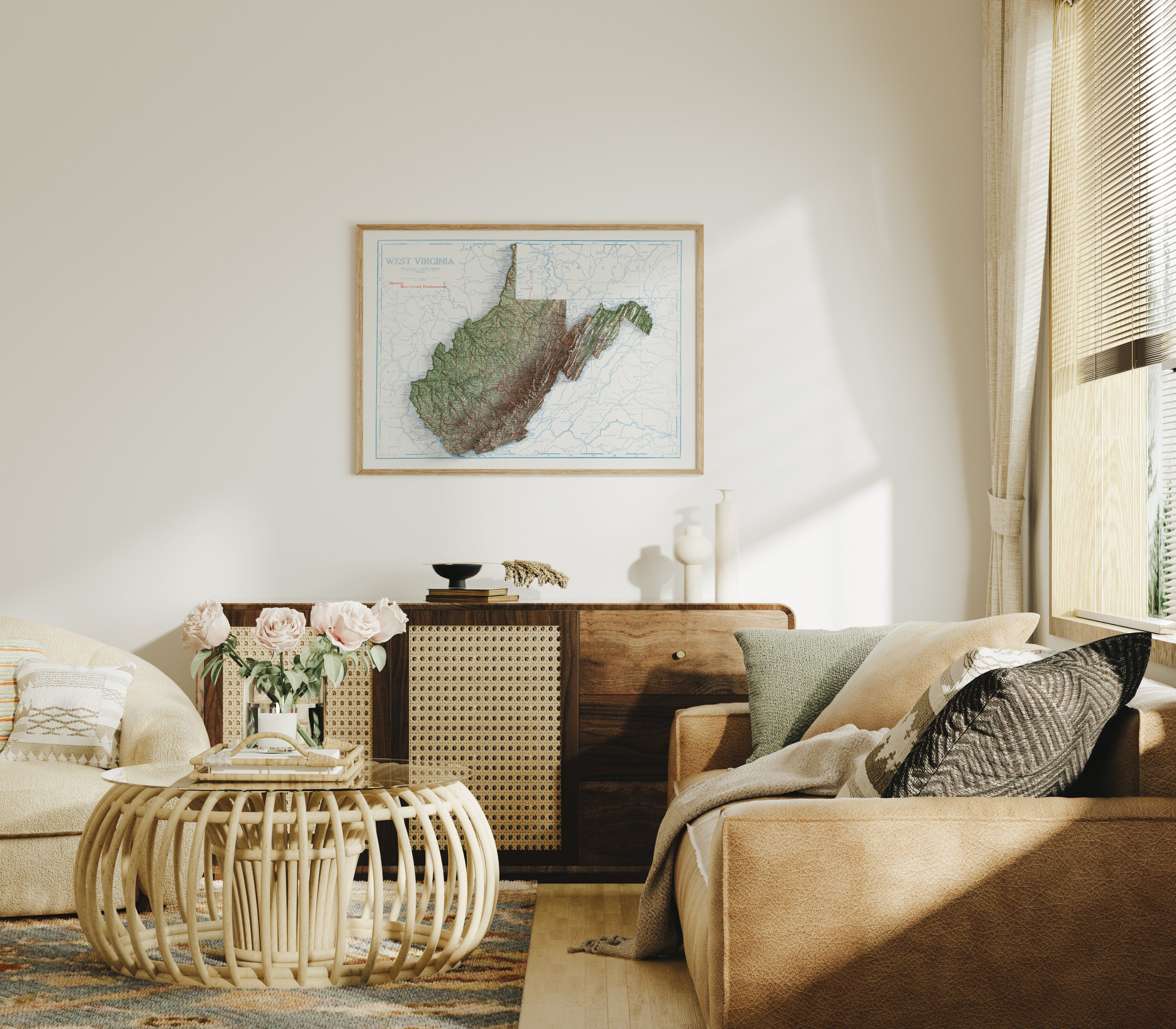 West Virginia Map Print – 1920 Vintage Edition