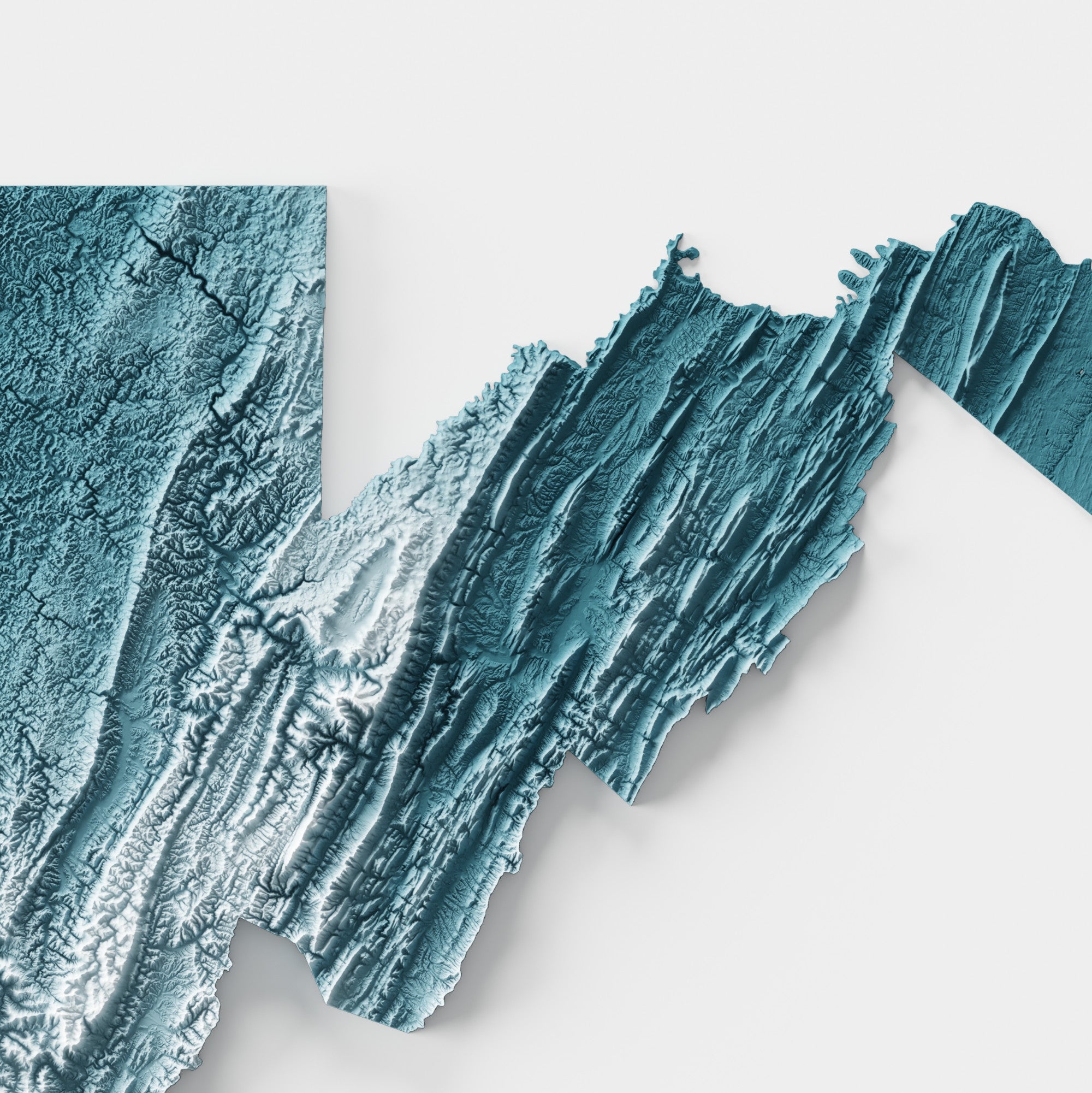 Close-up of minimalist topographic map poster of the US State of West Virginia