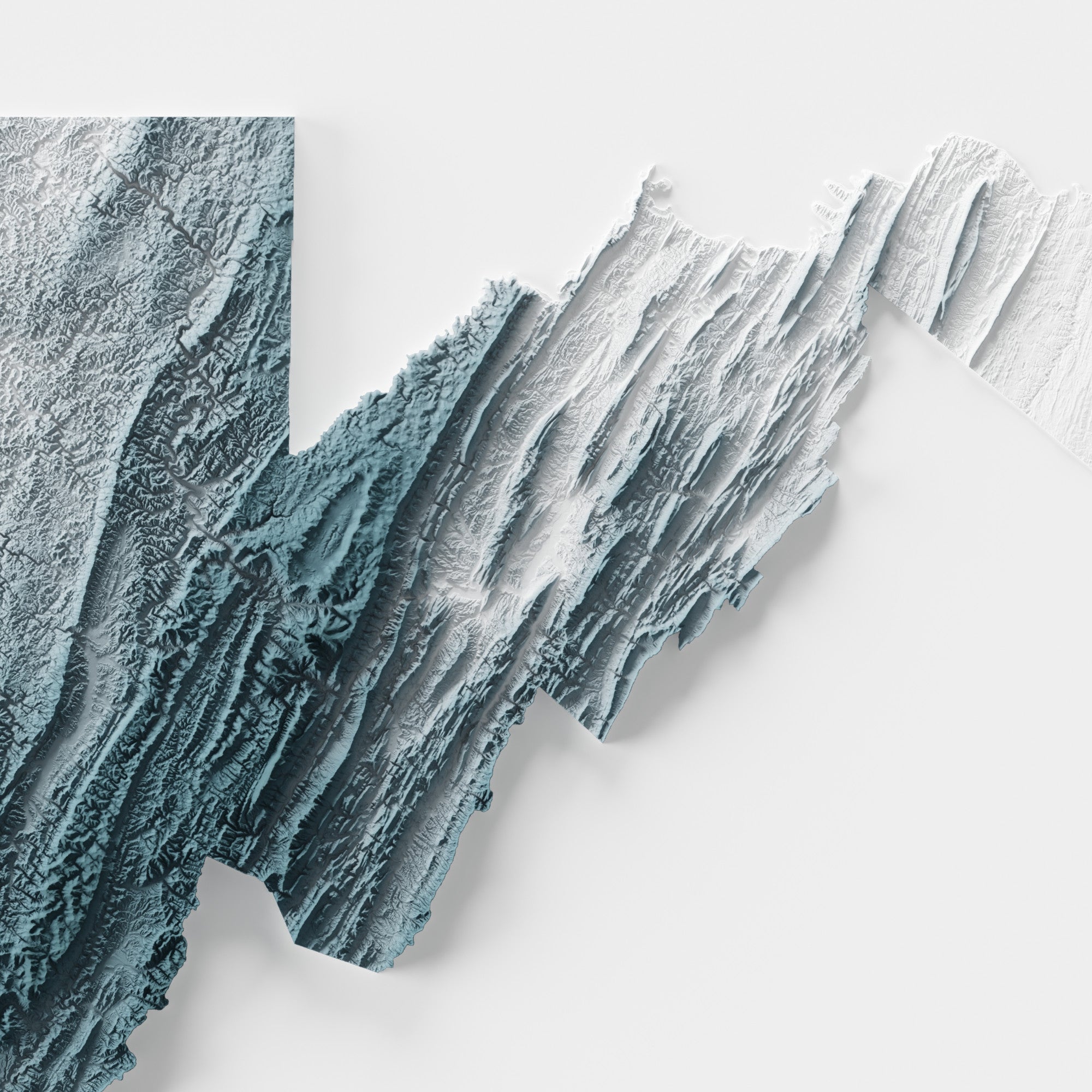 Close-up of minimalist topographic map poster of the US State of West Virginia