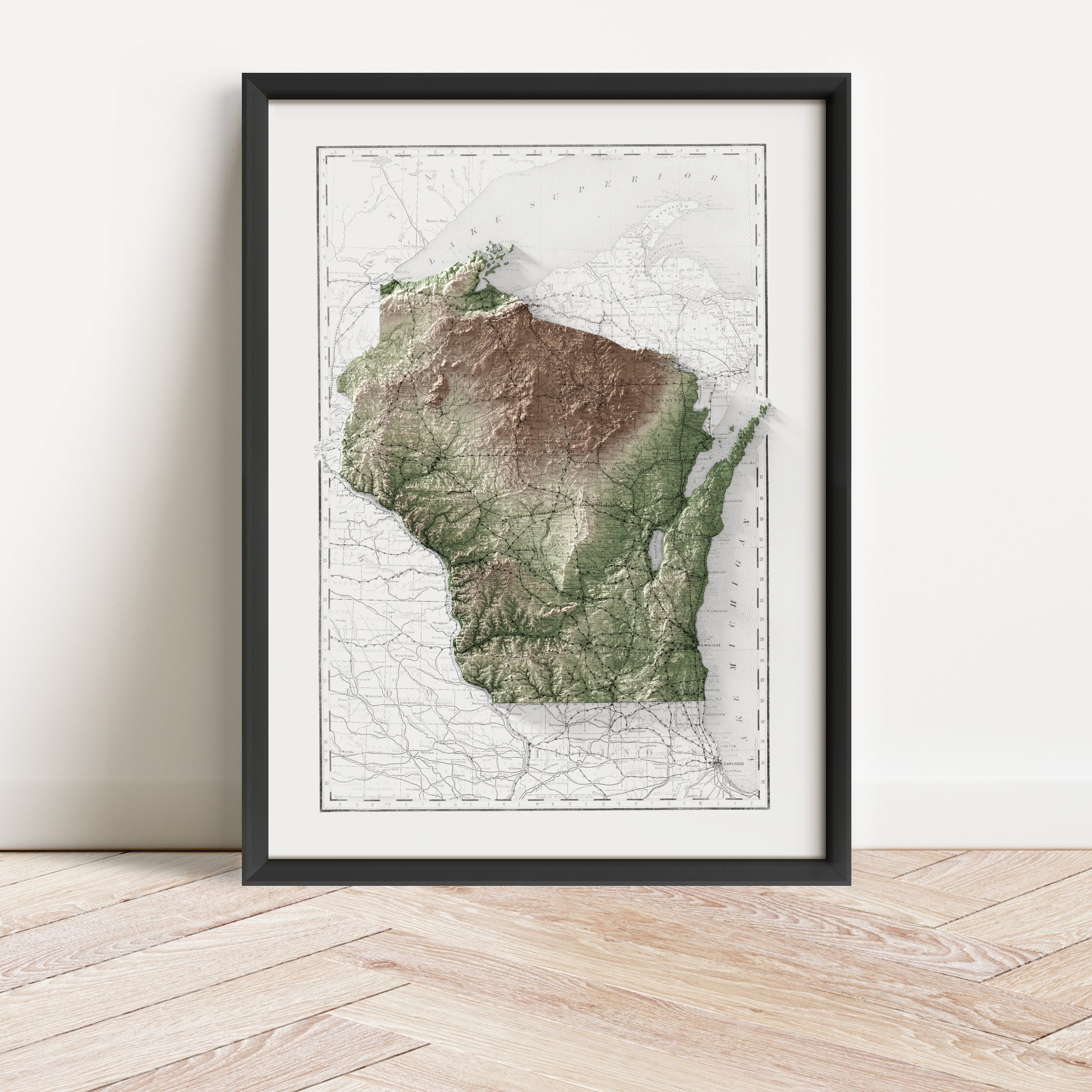 Wisconsin Map Print – 1889 Vintage Edition