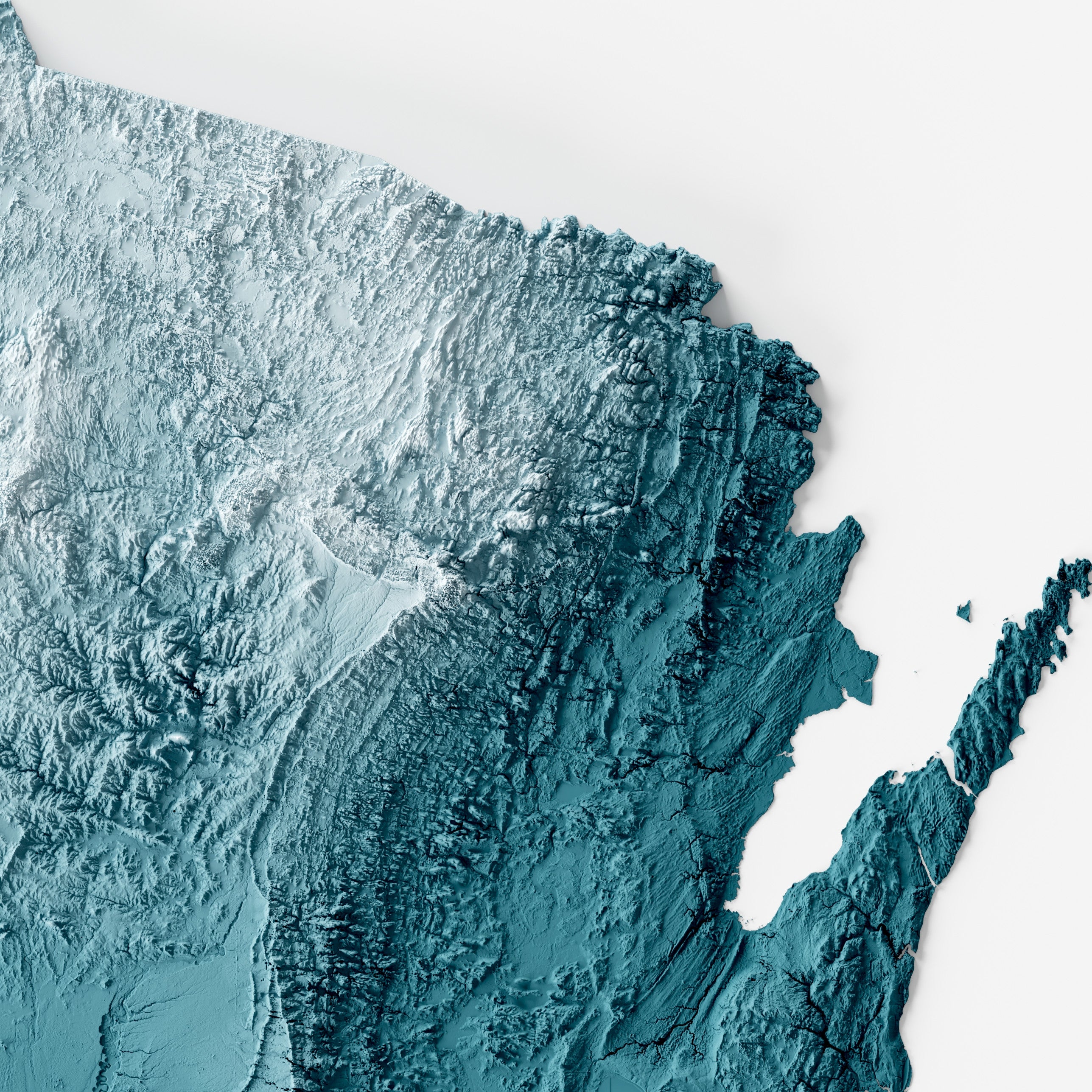 Close-up of minimalist topographic map poster of the US State of Wisconsin
