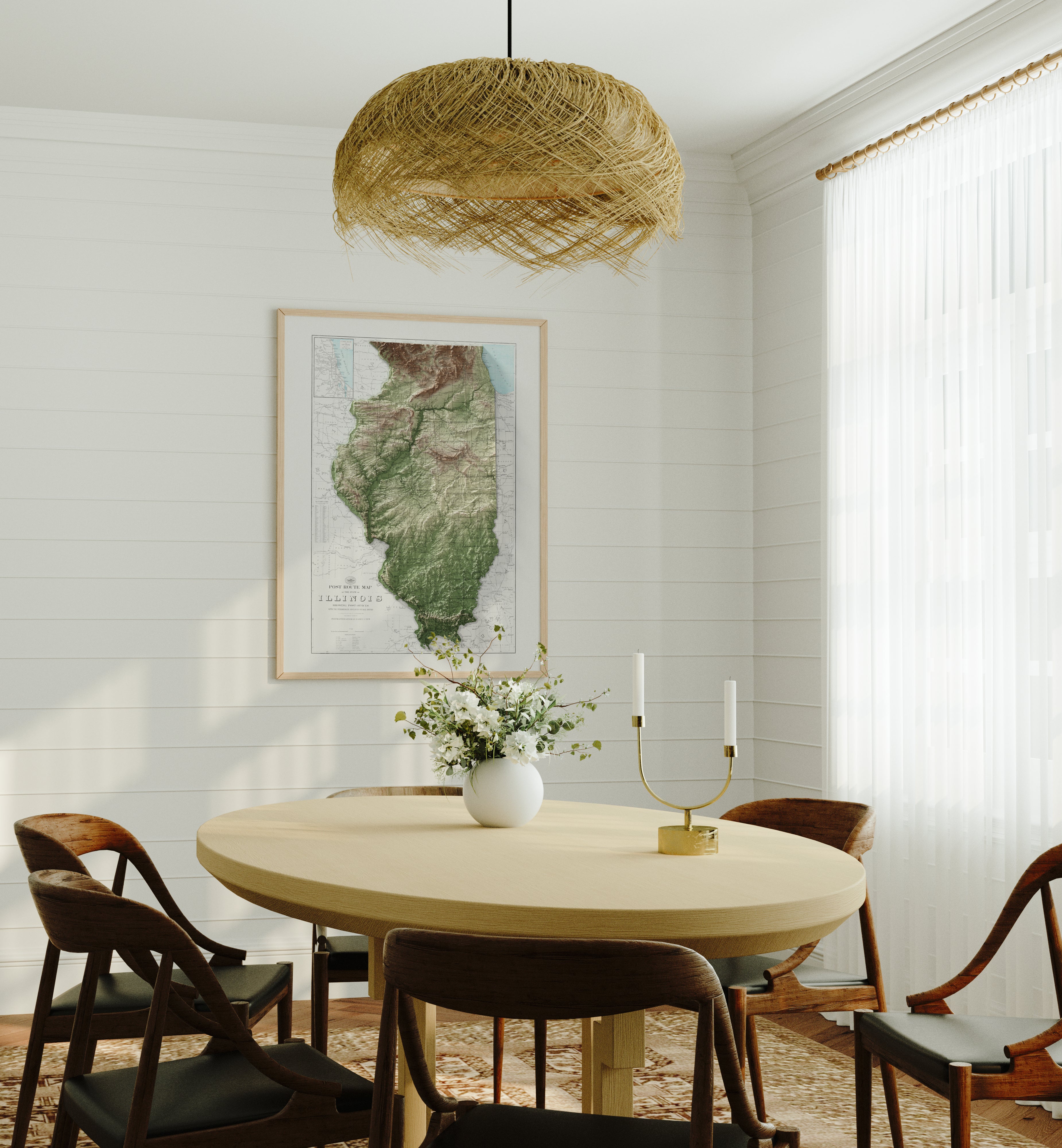 Illinois Vintage Map Print – 1926 Relief Edition