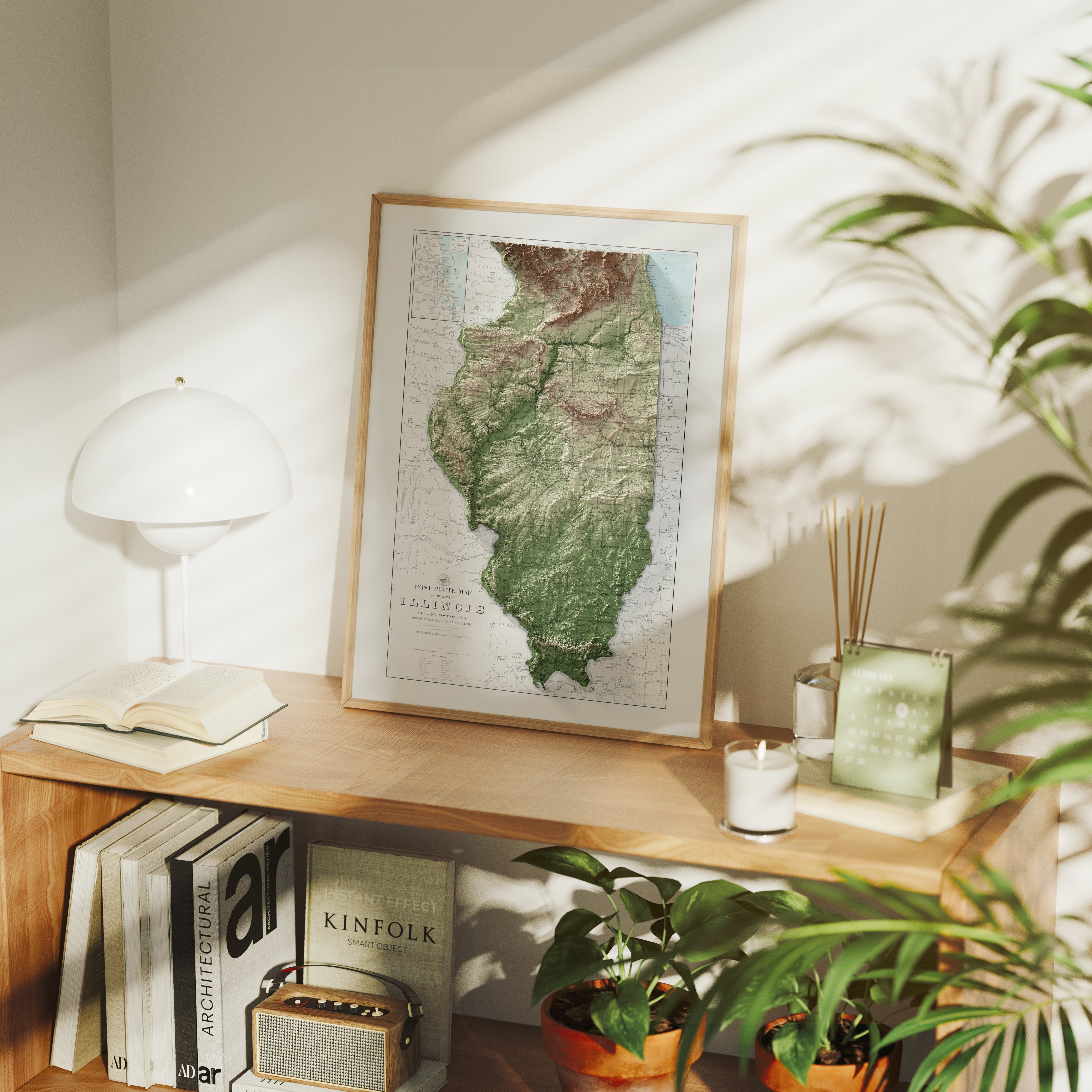 Illinois Vintage Map Print – 1926 Relief Edition