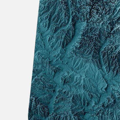 Close-up of minimalist topographic map poster of the US State of Alabama