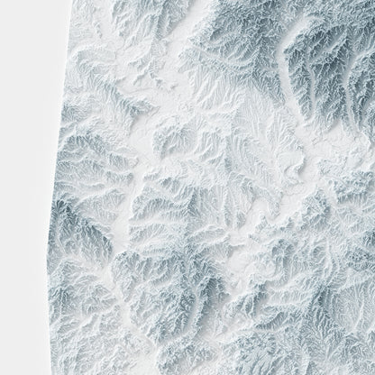 Close-up of minimalist topographic map poster of the US State of Alabama