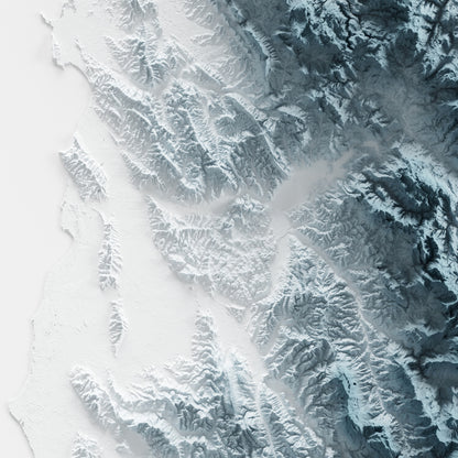 Close-up of minimalist topographic map poster of the Albania