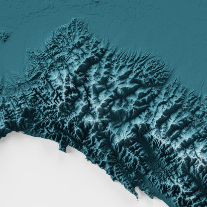 The Alps Map Print – Minimalist Elevation Design (Blue Style)