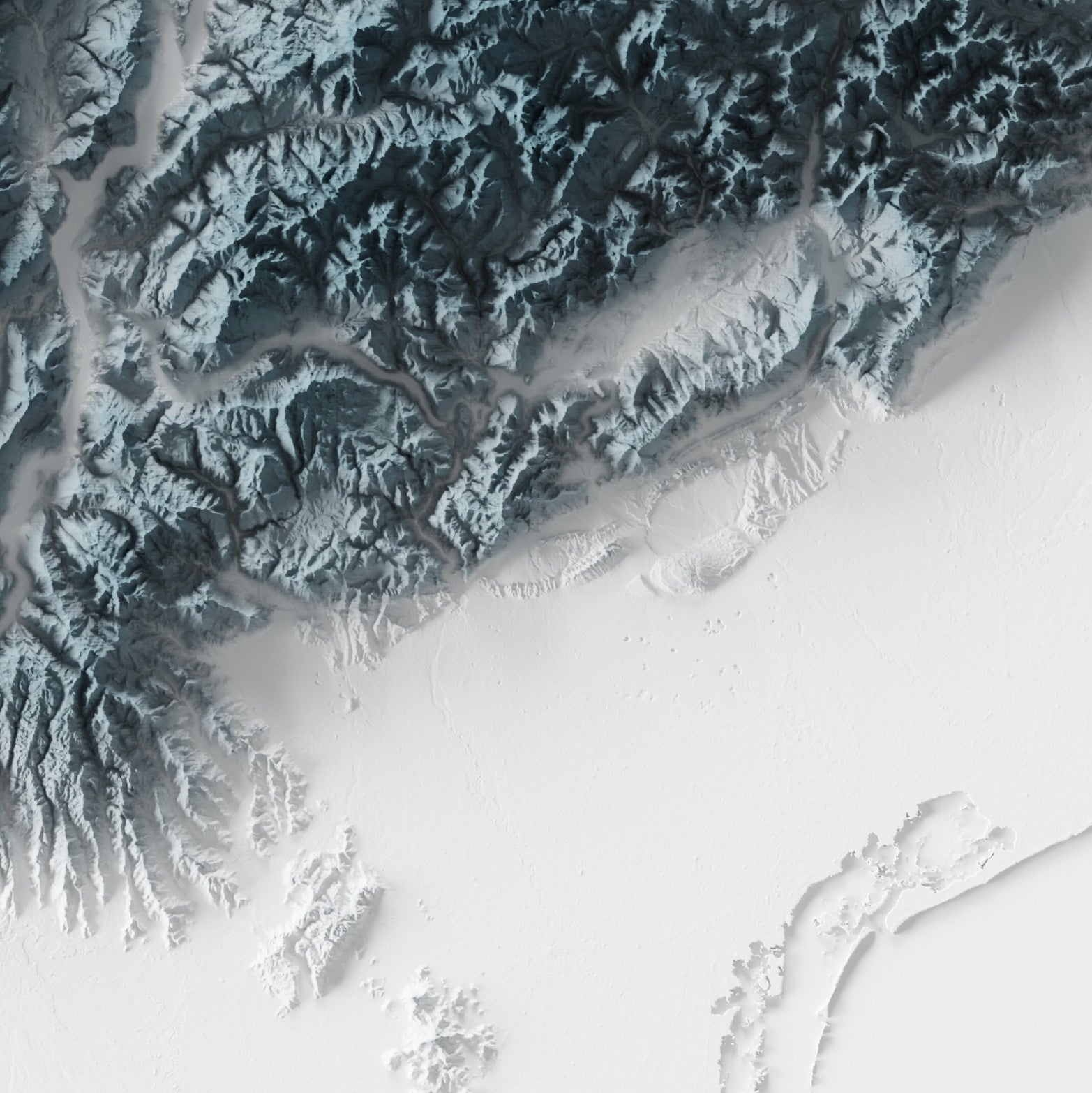 The Alps Map Print – Minimalist Elevation Design (White Style)