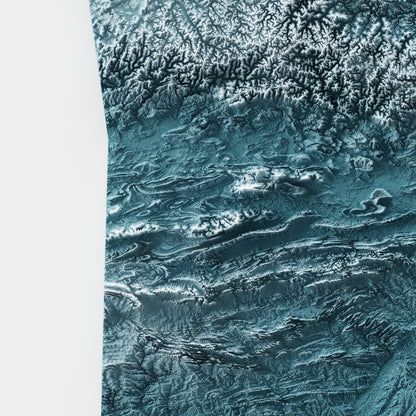 Close-up of minimalist topographic map poster of the US State of Arkansas