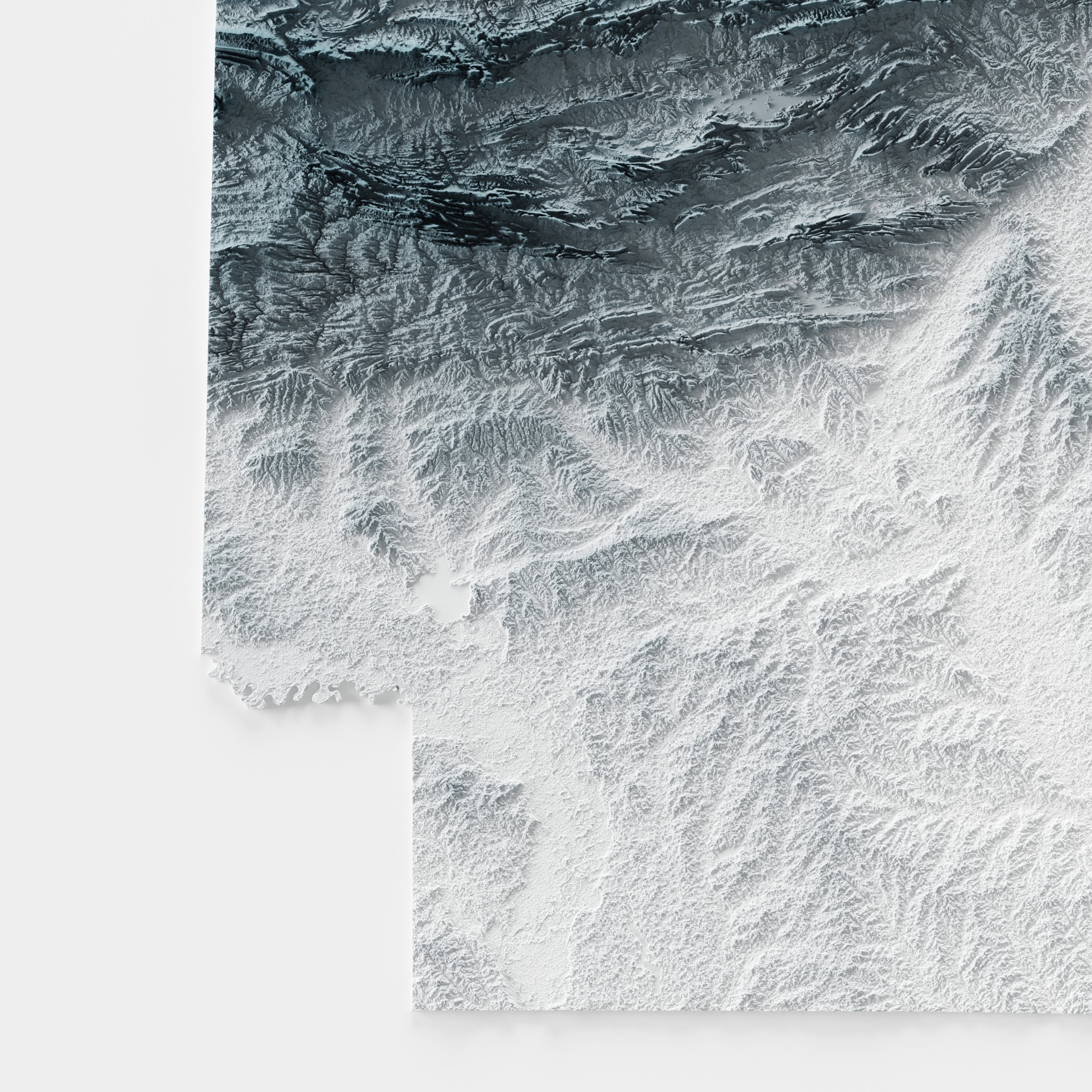 Close-up of minimalist topographic map poster of the US State of Arkansas