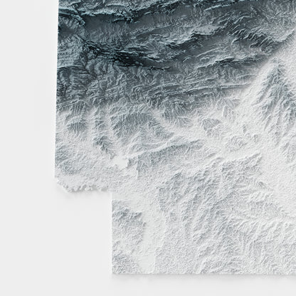 Close-up of minimalist topographic map poster of the US State of Arkansas