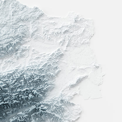 Close-up of minimalist topographic map poster of Austria