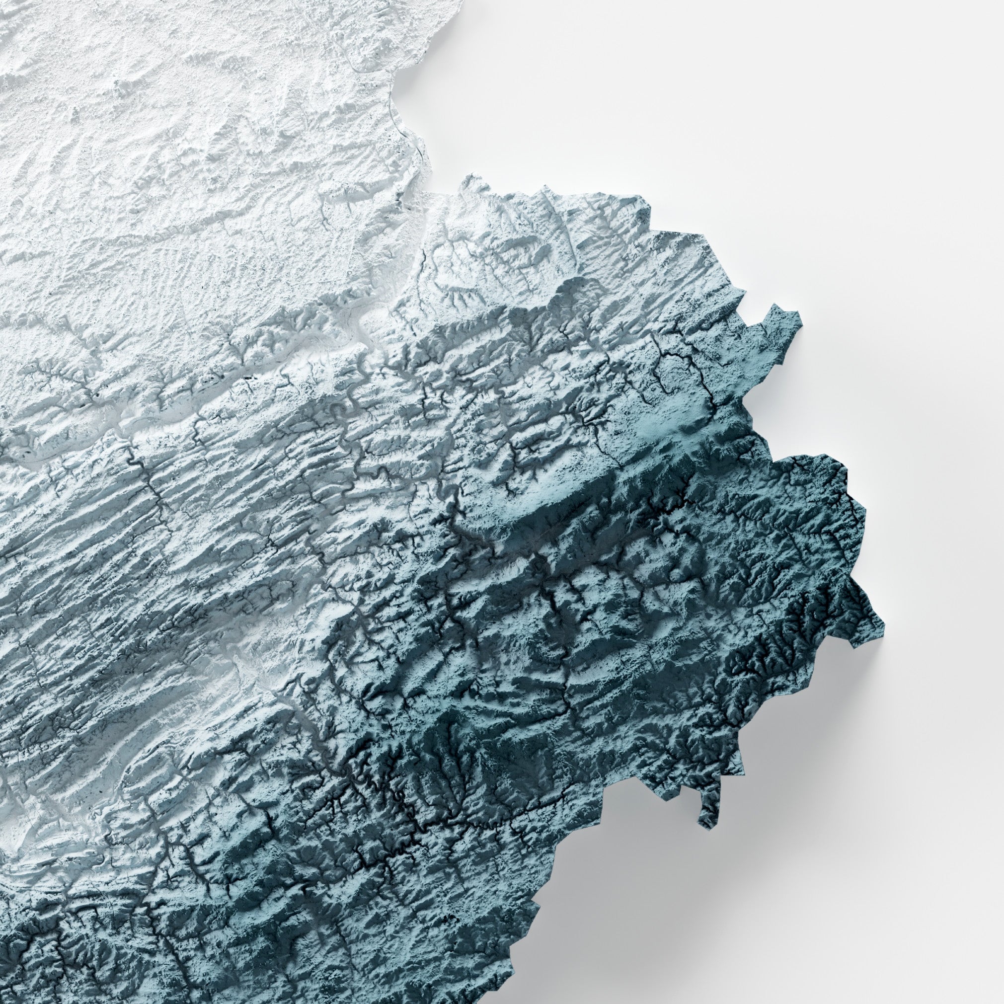 Close-up of minimalist topographic map poster of the US State of Austria