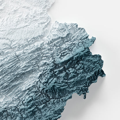 Close-up of minimalist topographic map poster of the US State of Austria