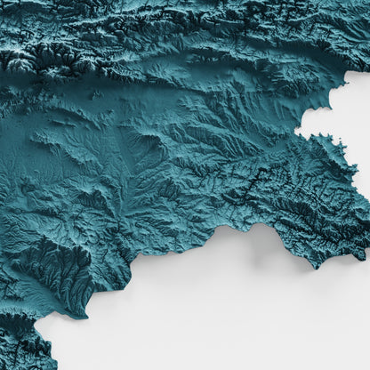 Close-up of minimalist topographic map poster of the US State of Bulgaria