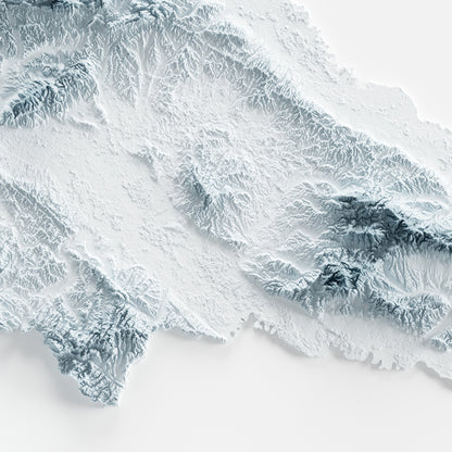 Close-up of minimalist topographic map poster of Croatia