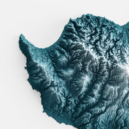 Close-up of minimalist topographic map poster of the island of Cyprus