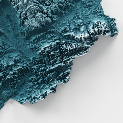 Close up of a minimalist elevation map of the Czech Republic