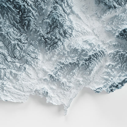 Close up of a minimalist elevation map of the Czech Republic
