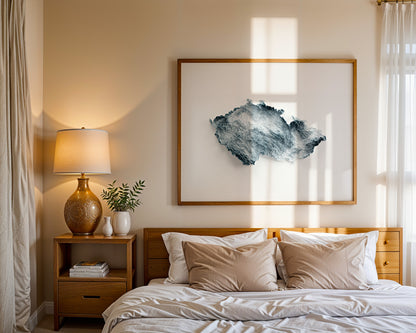 Czechia Map Print – Minimalist Elevation Design (White Style)