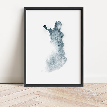 Finland Map Print – Minimalist Elevation Design (White Style)