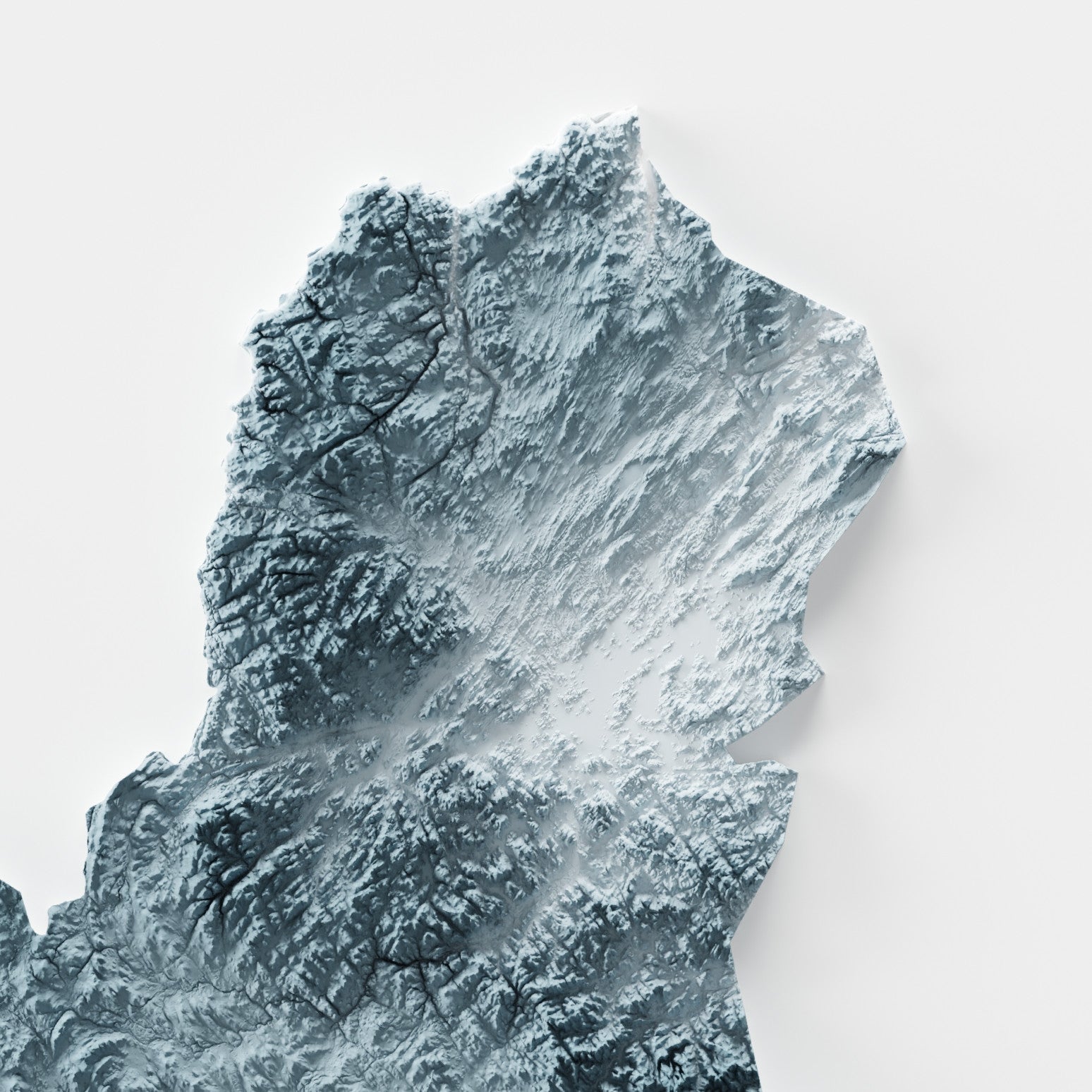 Finland Map Print – Minimalist Elevation Design (White Style)