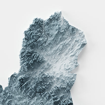 Finland Map Print – Minimalist Elevation Design (White Style)