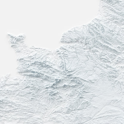 Close-up of minimalist topographic map poster of the French topography