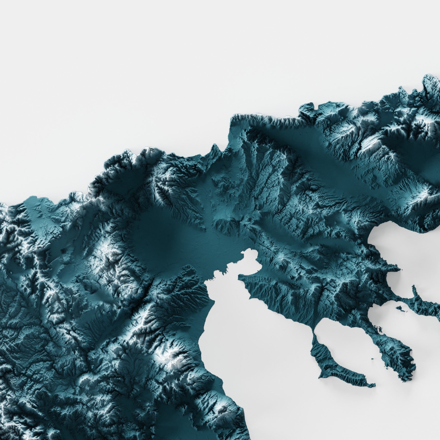 Greece Map Print – Minimalist Elevation Design (Blue Style)